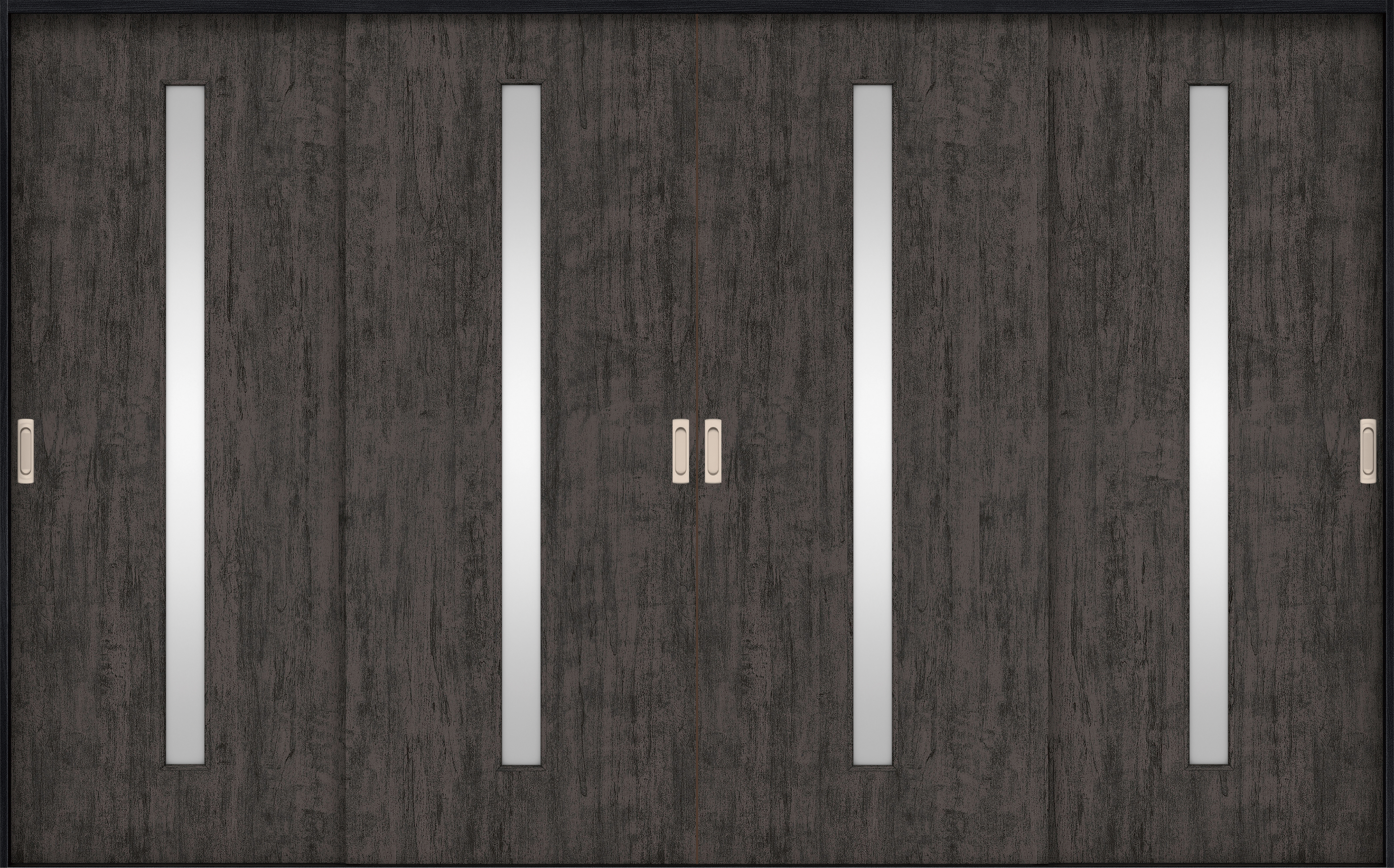 リビングドア　イエリア　引戸・４枚引違　扉セット　Ｃ４デザイン　３２６６幅用　２０００高　〈ドライブラック柄〉　左右兼用　錠なし　ラクラクローズ付