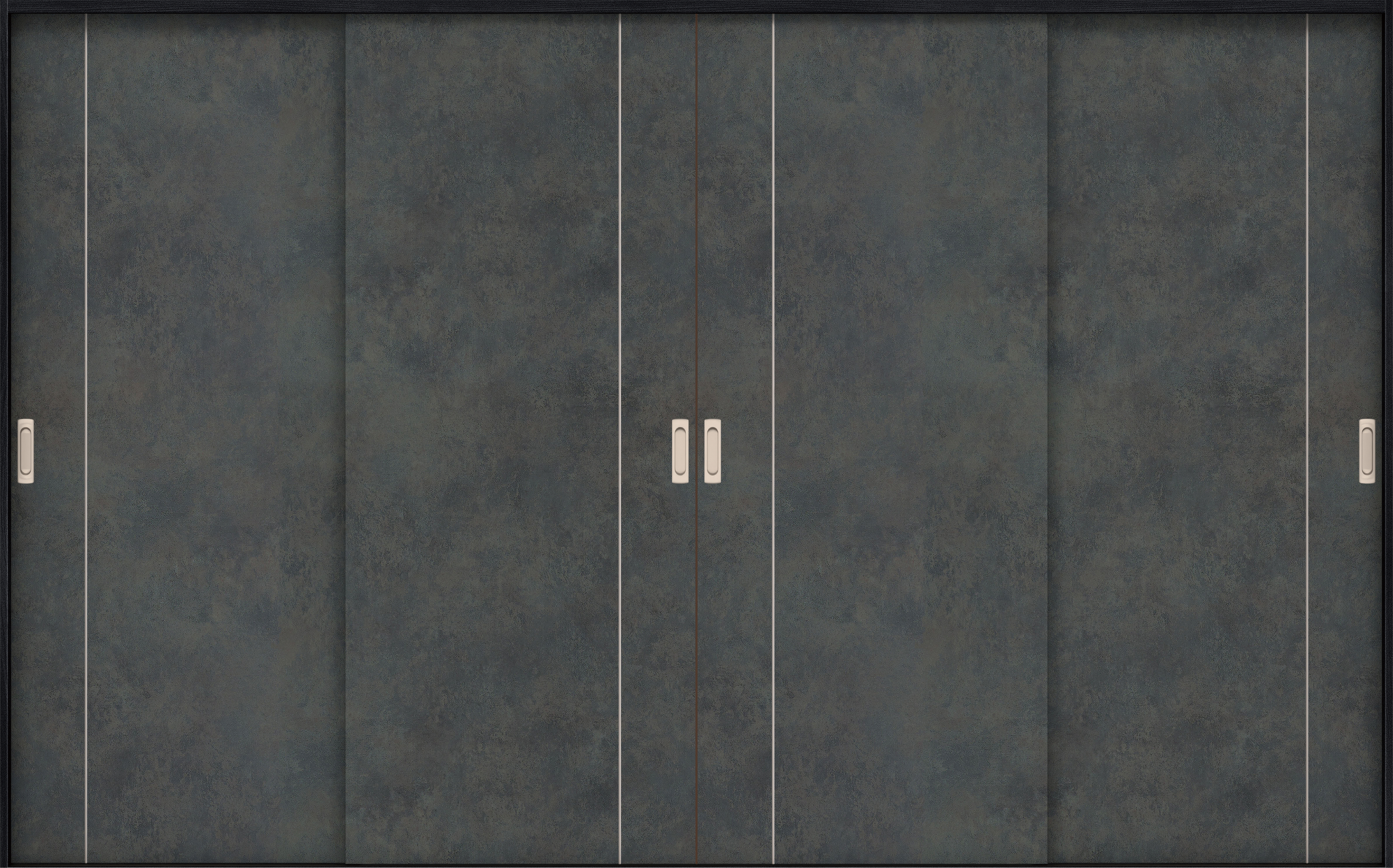 リビングドア　イエリア　引戸・４枚引違　扉セット　Ｄ３デザイン　３２６６幅用　２０００高　〈アイアンブラック柄〉　左右兼用　錠なし　ラクラクローズ付