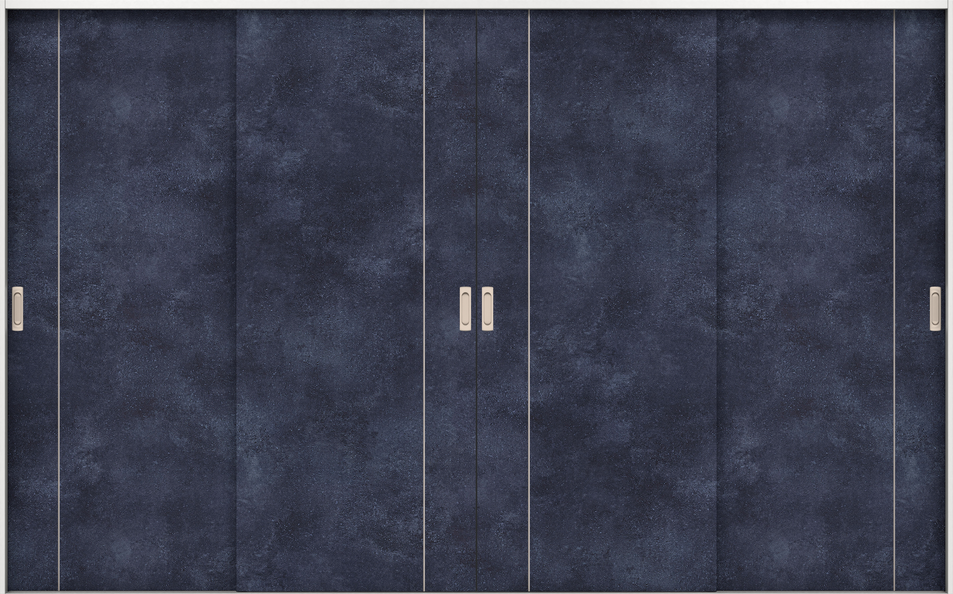 リビングドア　イエリア　引戸・４枚引違　扉セット　Ｄ３デザイン　３２６６幅用　２０００高　〈コバルトブルー柄〉　左右兼用　錠なし　ラクラクローズ付