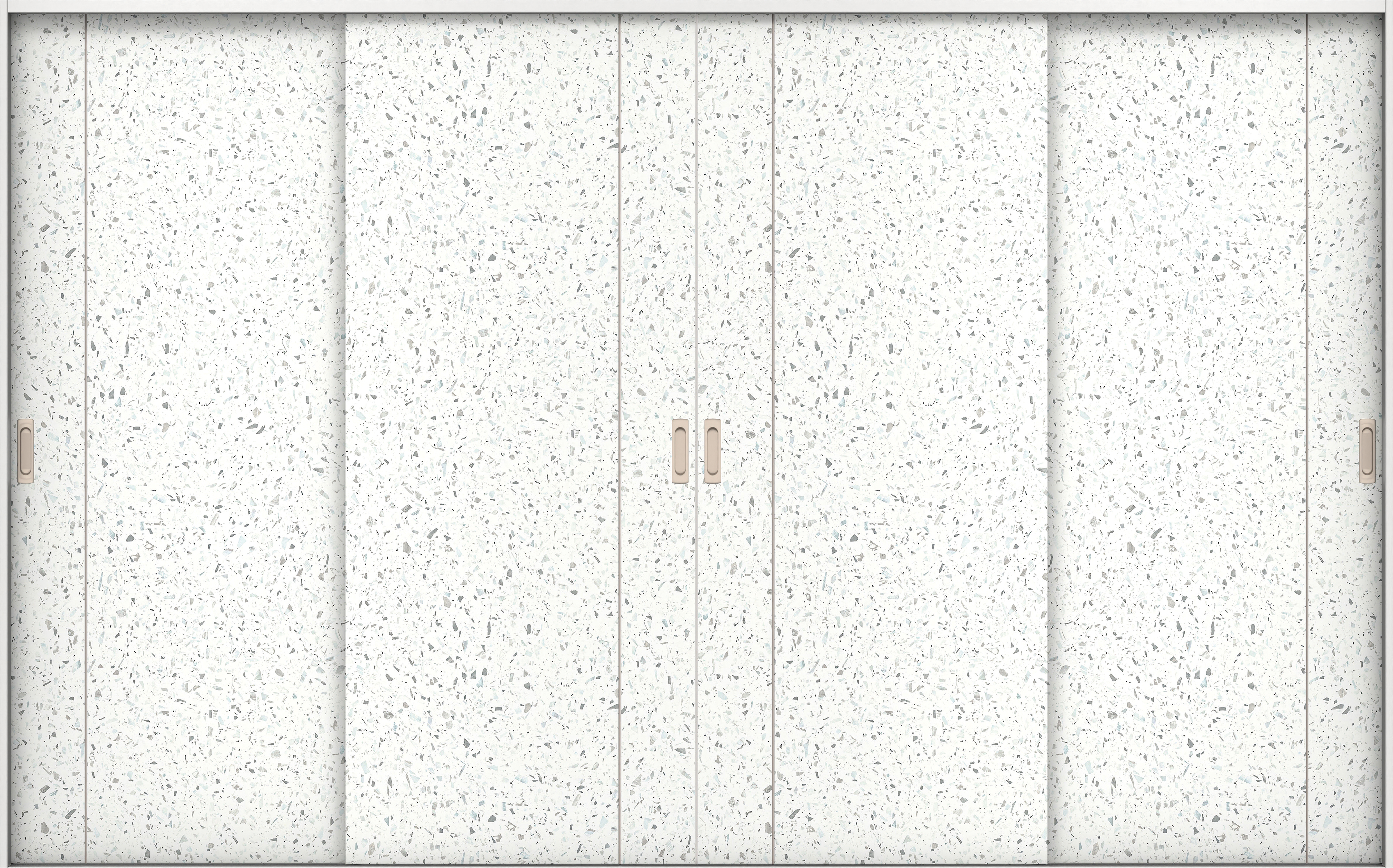 リビングドア　イエリア　引戸・４枚引違　扉セット　Ｄ３デザイン　３２６６幅用　２０００高　〈テラゾホワイト柄〉　左右兼用　錠なし　ラクラクローズ付