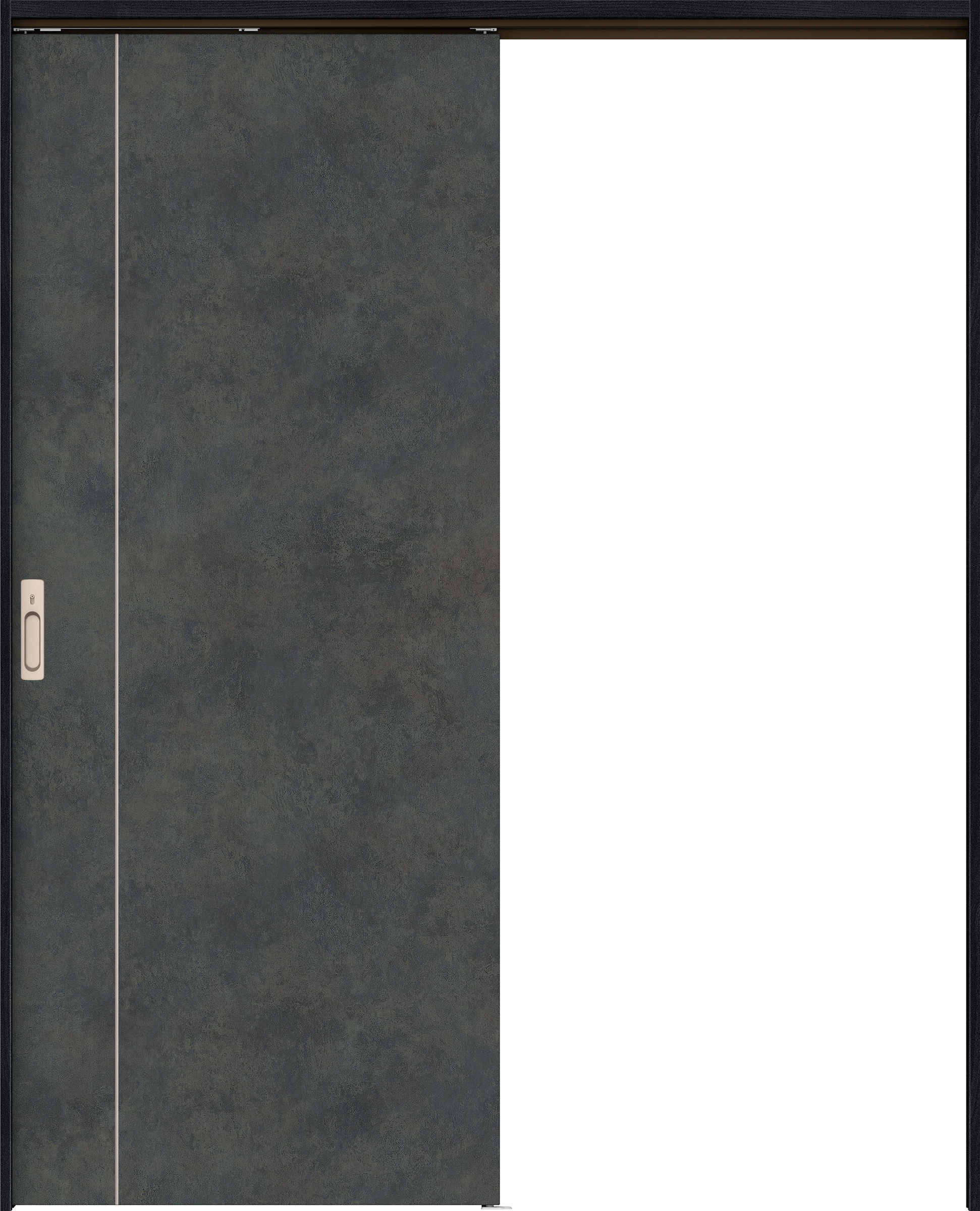 リビングドア　イエリア　吊戸・片引　扉セット　Ｄ３デザイン　１７４５幅用　２０００高　〈アイアンブラック柄〉　左右兼用　カマ錠付　間仕切錠　ラクラクローズ付用