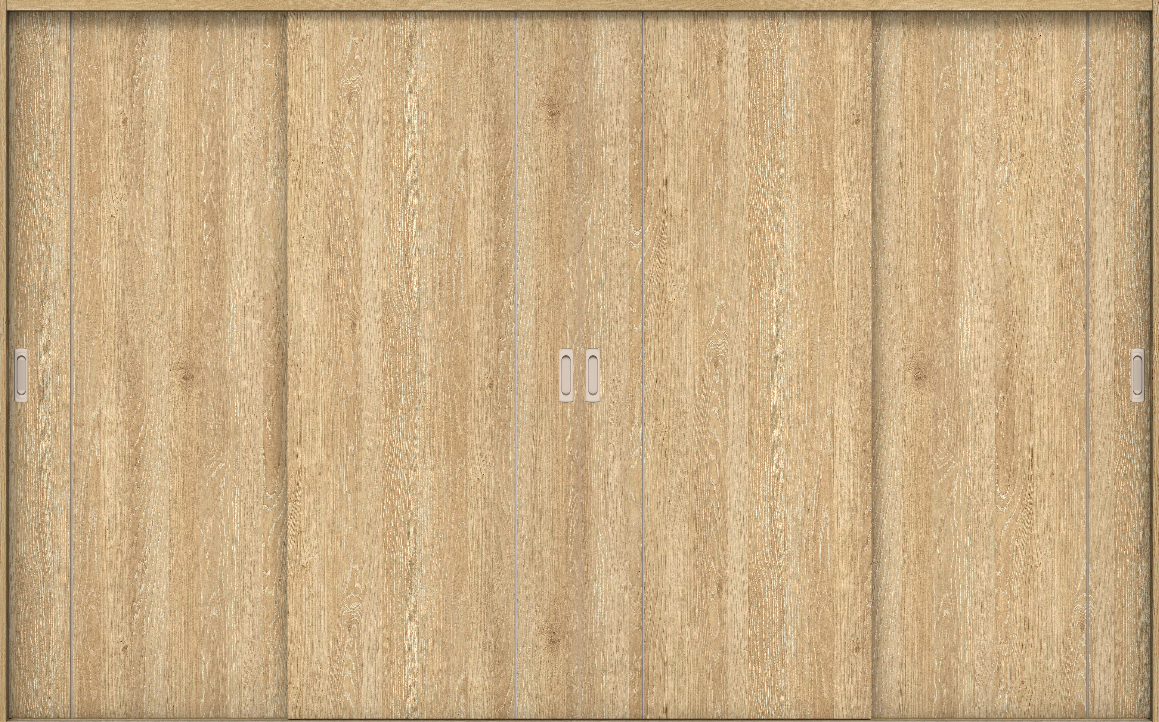 リビングドア　イエリア　引戸・４枚引違　扉セット　Ｄ３デザイン　３２６６幅用　２０００高　〈ミルキーオーカー柄〉　左右兼用　錠なし　ラクラクローズ付