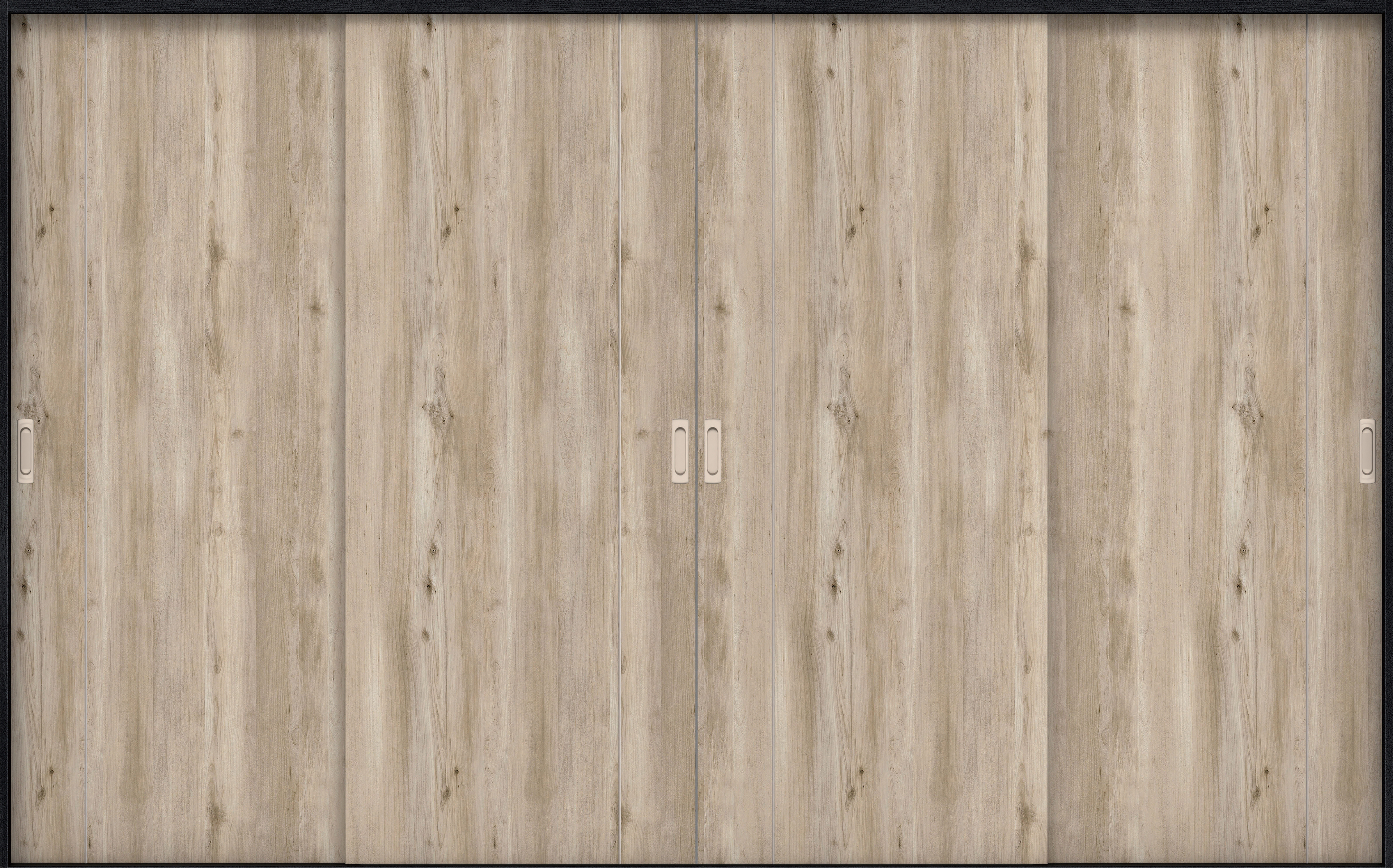 リビングドア　イエリア　引戸・４枚引違　扉セット　Ｄ３デザイン　３２６６幅用　２０００高　〈スモークグレー柄〉　左右兼用　錠なし　ラクラクローズ付