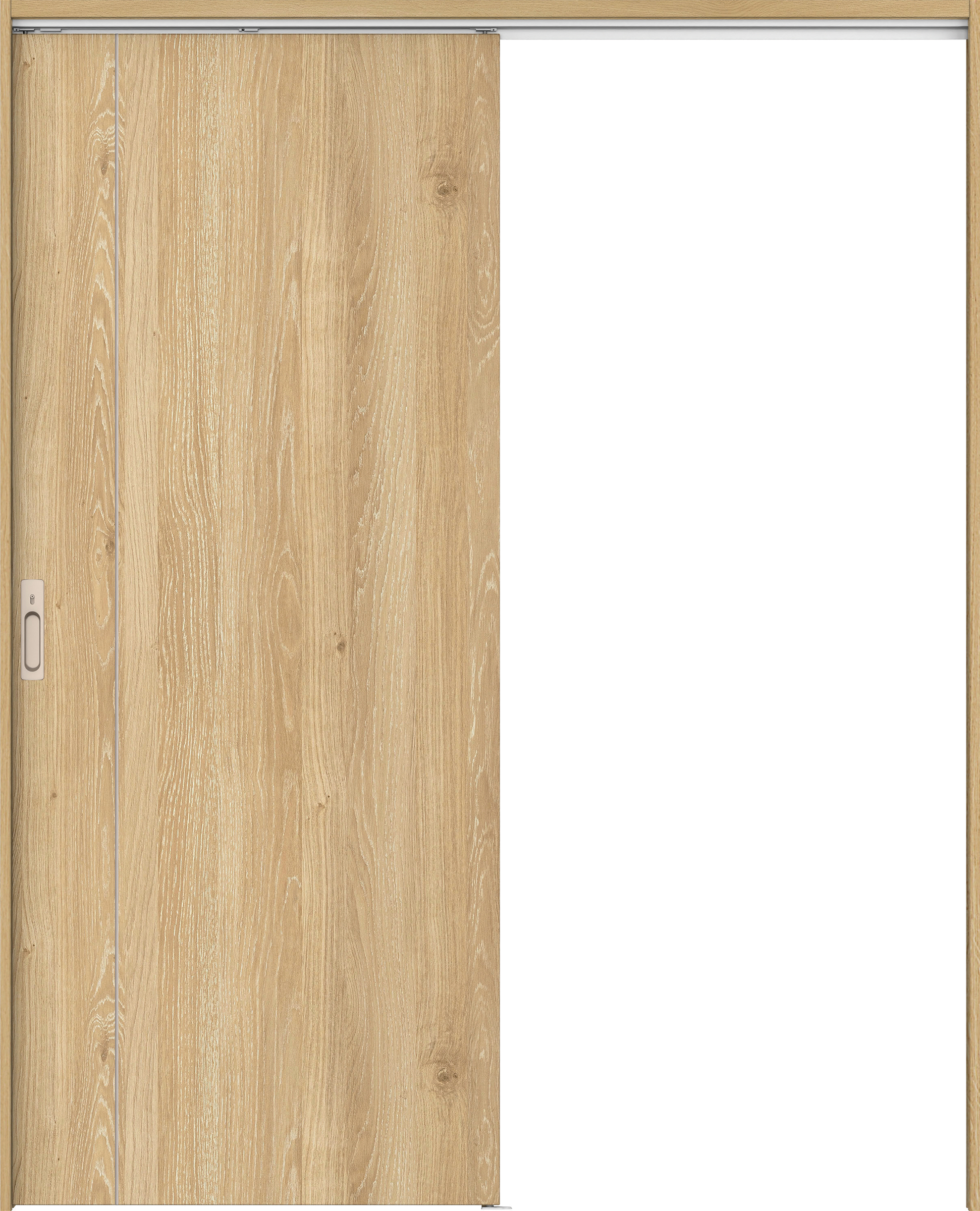 リビングドア　イエリア　吊戸・片引　扉セット　Ｄ３デザイン　１７４５幅用　２０００高　〈ミルキーオーカー柄〉　左右兼用　カマ錠付　間仕切錠　ラクラクローズ付用