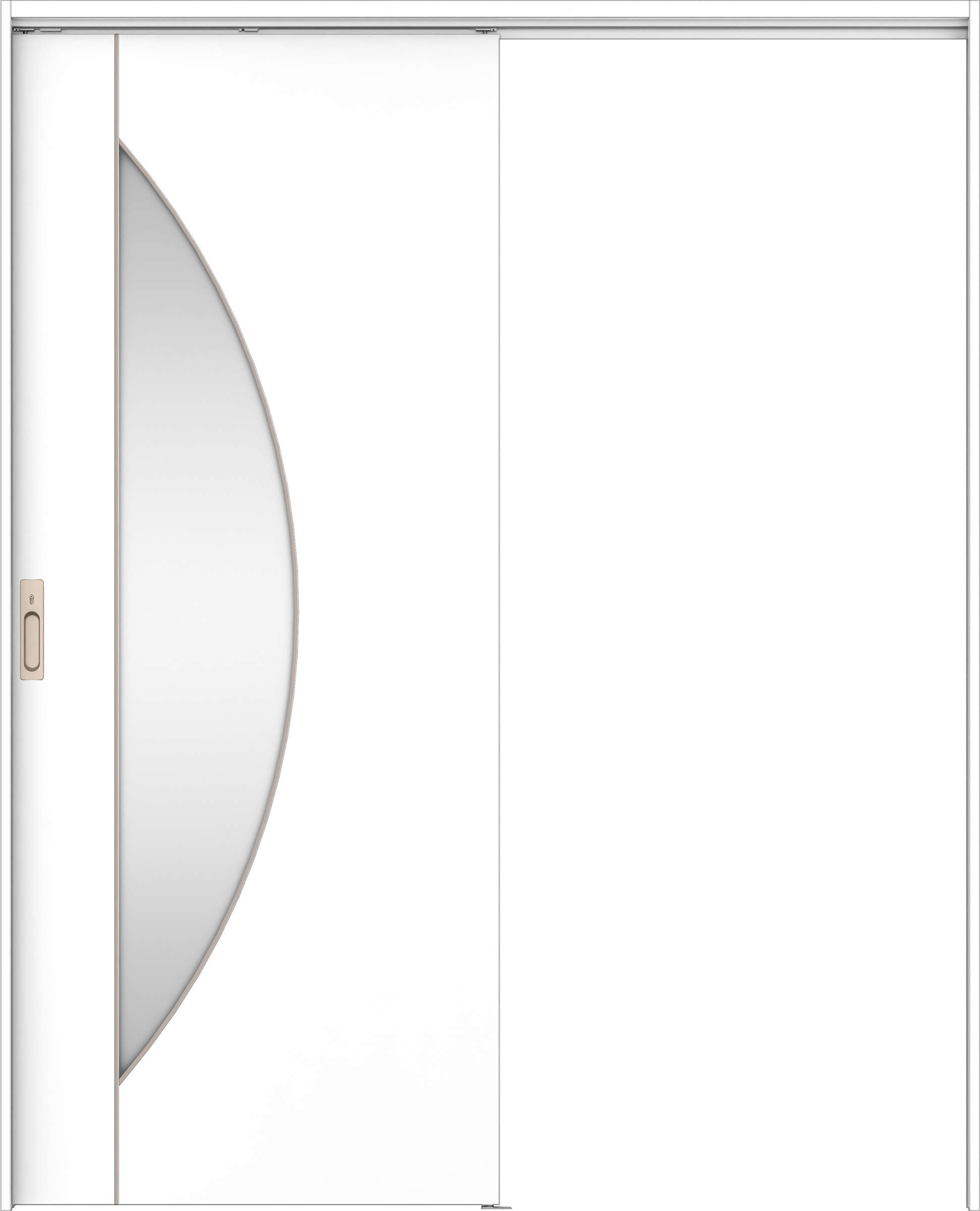 リビングドア　イエリア　吊戸・片引　扉セット　Ｄ５デザイン　１６４５幅用　２０００高　〈パウダーホワイト柄〉　左右兼用　カマ錠付　間仕切錠　ラクラクローズ付用