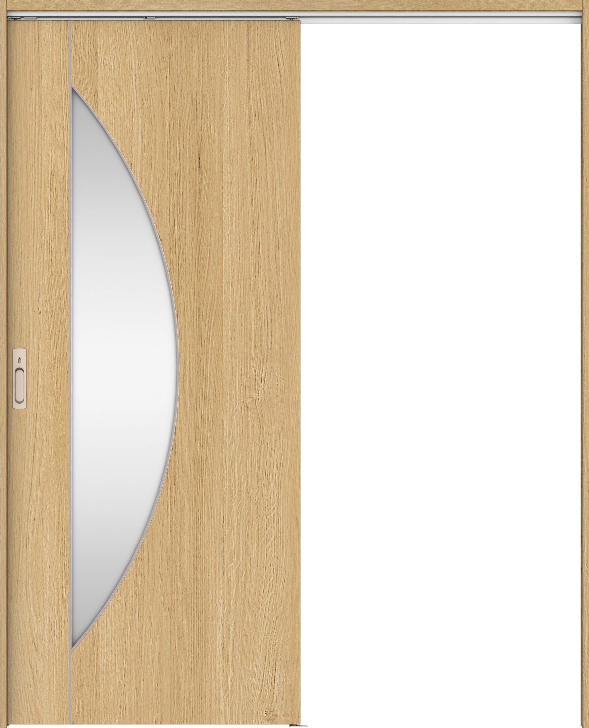 リビングドア　イエリア　吊戸・片引　扉セット　Ｄ５デザイン　１７４５幅用　２０００高　〈ライトオーカー柄〉　左右兼用　カマ錠付　間仕切錠　ラクラクローズ付用