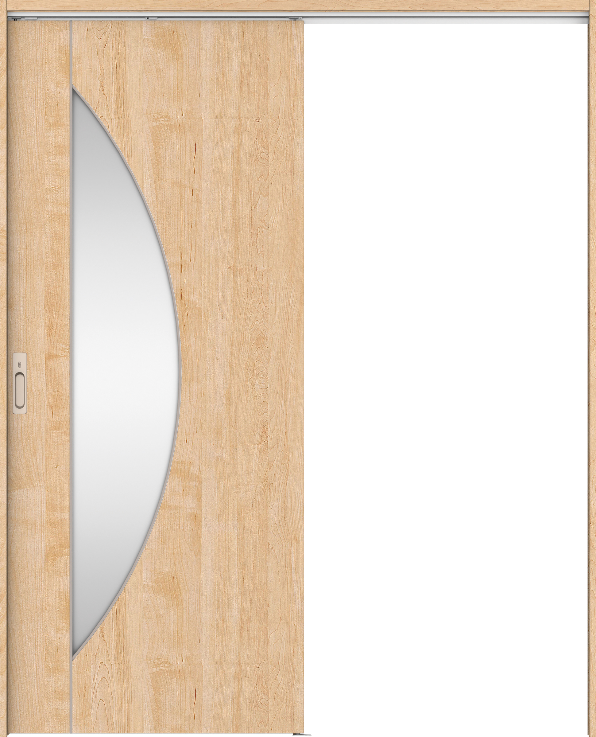 リビングドア　イエリア　吊戸・片引　扉セット　Ｄ５デザイン　１４５０幅用　２０００高　〈ミルベージュ柄〉　左右兼用　カマ錠付　間仕切錠　ラクラクローズ付用