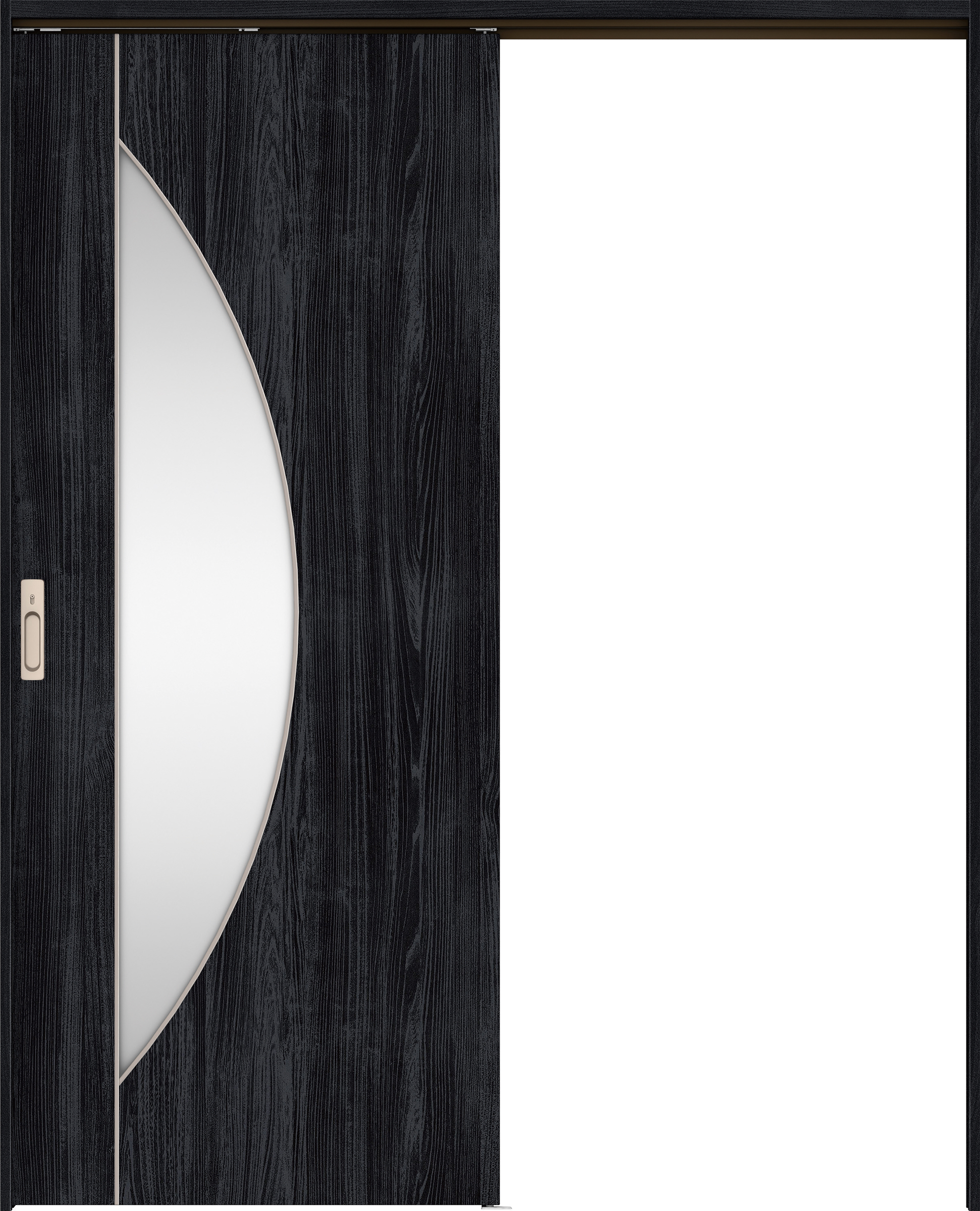 リビングドア　イエリア　吊戸・片引　扉セット　Ｄ５デザイン　１７４５幅用　２０００高　〈モスブラック柄〉　左右兼用　カマ錠付　間仕切錠　ラクラクローズ付用