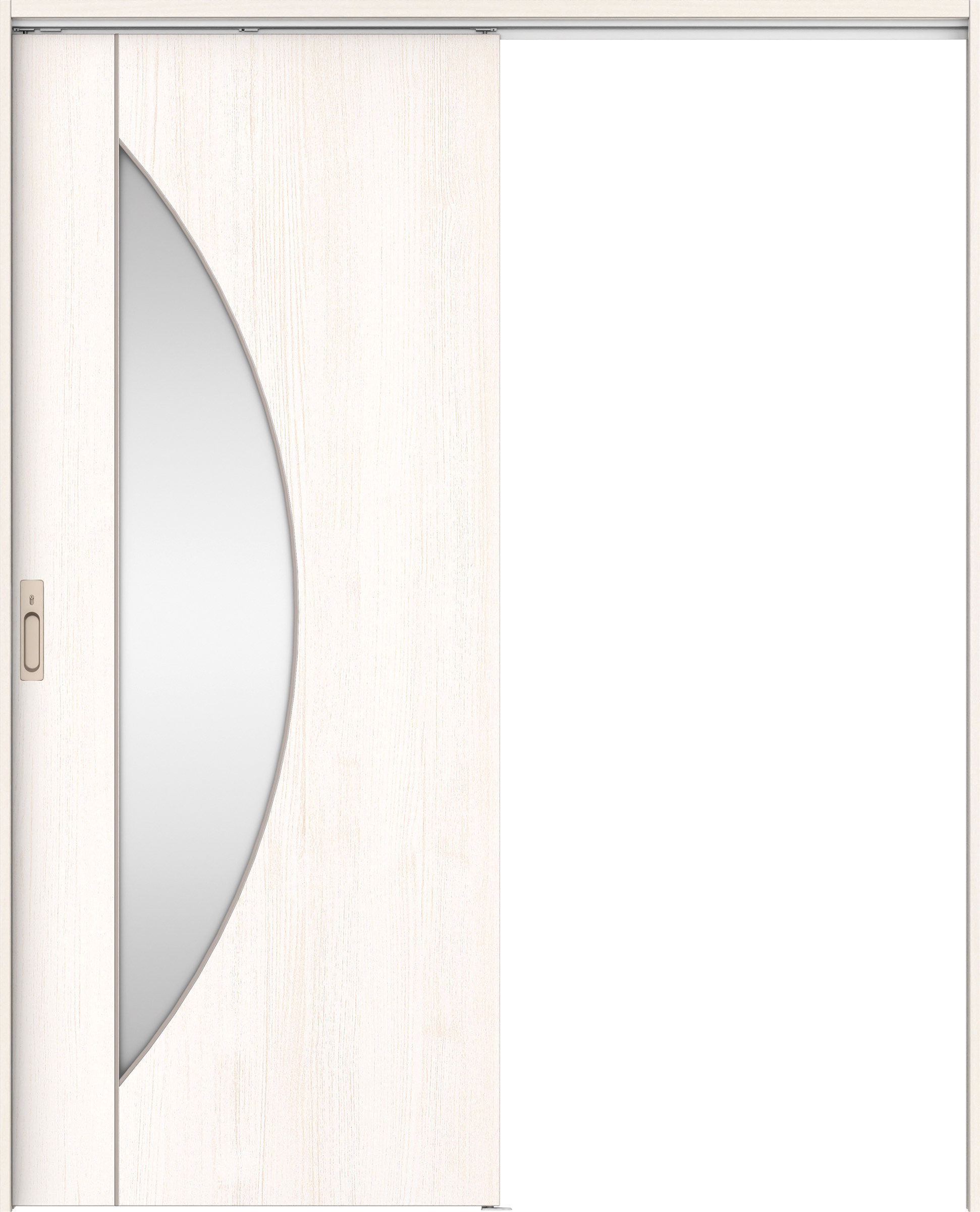 リビングドア　イエリア　吊戸・片引　扉セット　Ｄ５デザイン　１７４５幅用　２０００高　〈ネオホワイト柄〉　左右兼用　カマ錠付　間仕切錠　ラクラクローズ付用