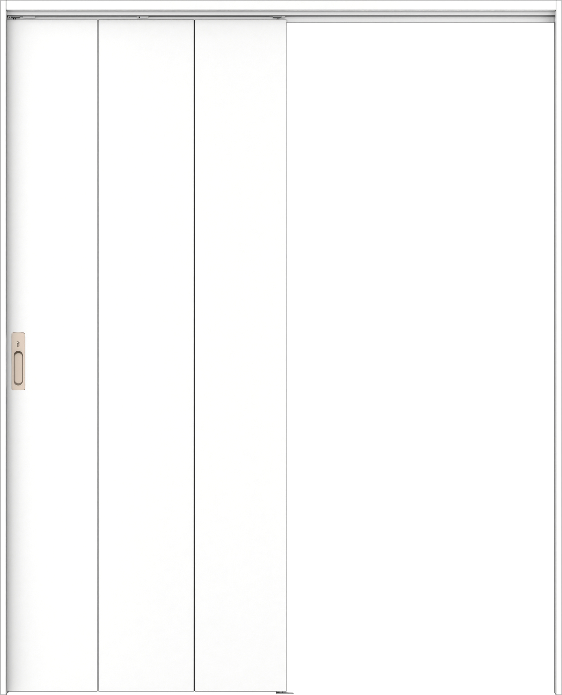 リビングドア　イエリア　吊戸・片引　扉セット　Ｇ１デザイン　１４５０幅用　２０００高　〈パウダーホワイト柄〉　左右兼用　カマ錠付　間仕切錠　ラクラクローズ付用