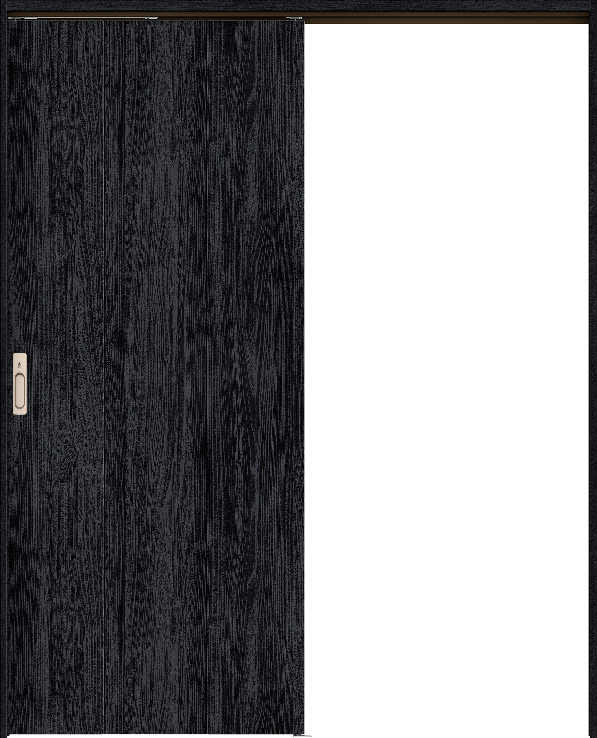 リビングドア　イエリア　吊戸・片引　扉セット　Ｇ１デザイン　１４５０幅用　２０００高　〈モスブラック柄〉　左右兼用　カマ錠付　間仕切錠　ラクラクローズ付用