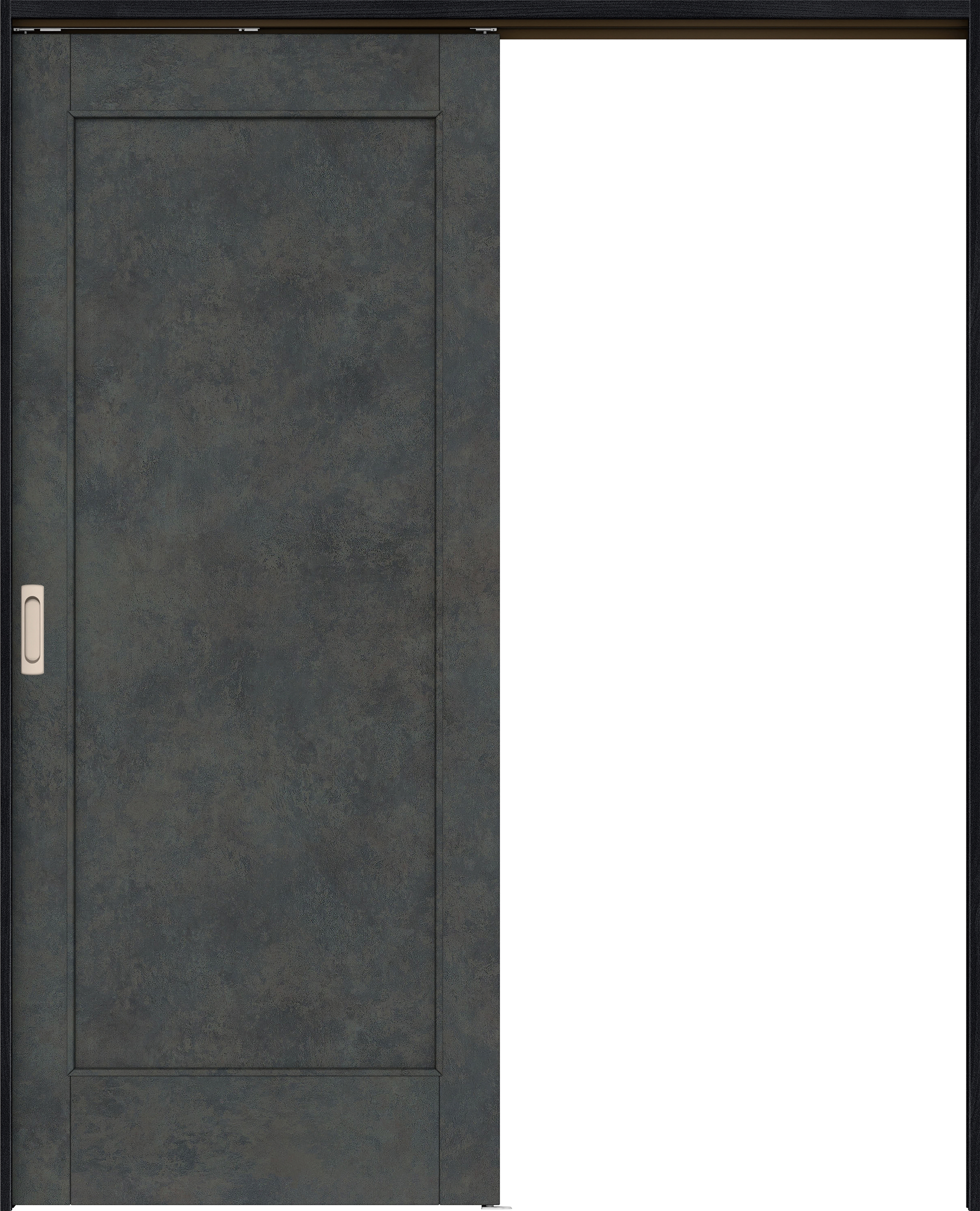 リビングドア　イエリア　吊戸・片引　扉セット　０１デザイン　１６４５幅用　２０００高　〈アイアンブラック柄〉　左右兼用　錠なし　ラクラクローズ付用