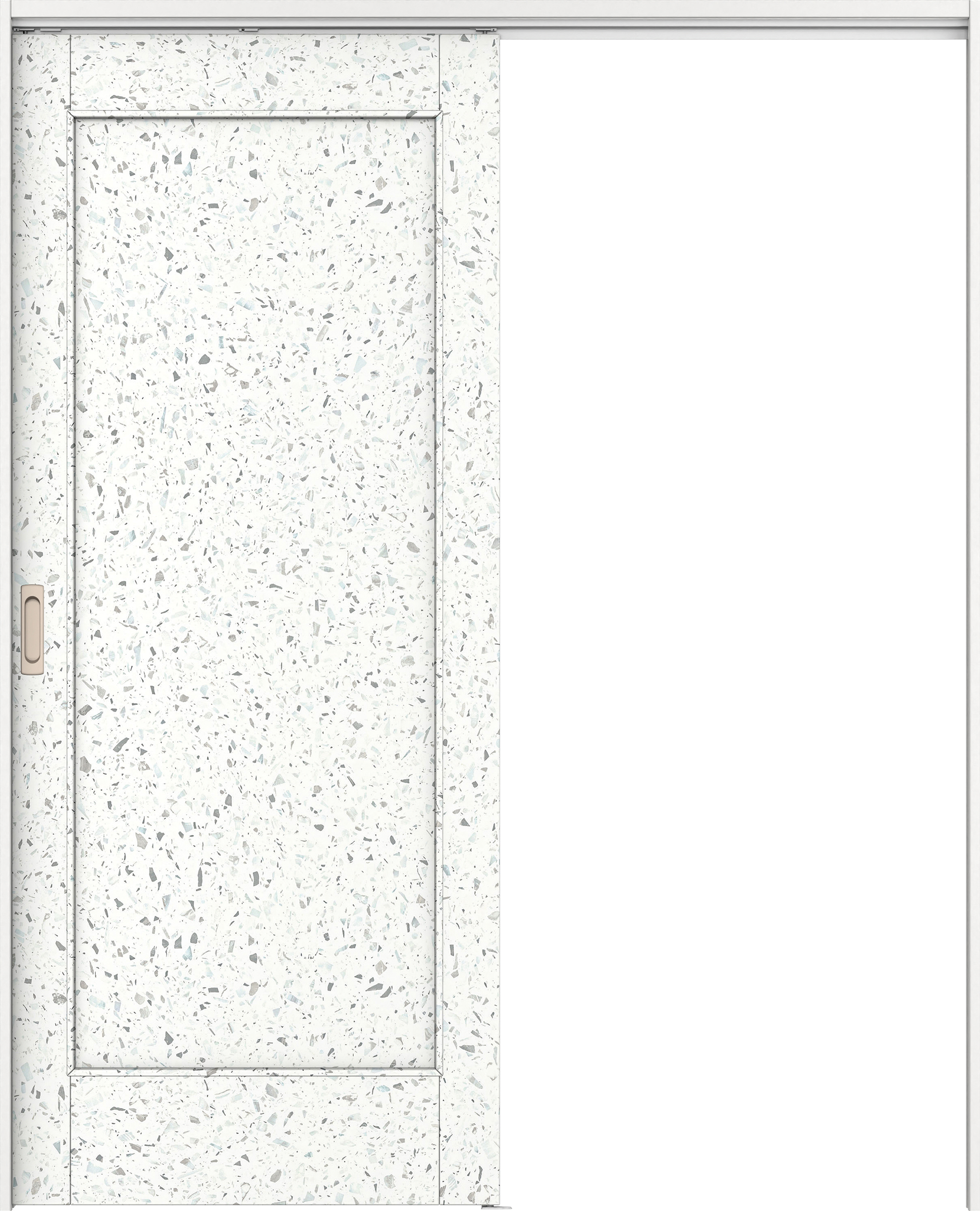 リビングドア　イエリア　吊戸・片引　扉セット　０１デザイン　１６４５幅用　２０００高　〈テラゾホワイト柄〉　左右兼用　錠なし　ラクラクローズ付用