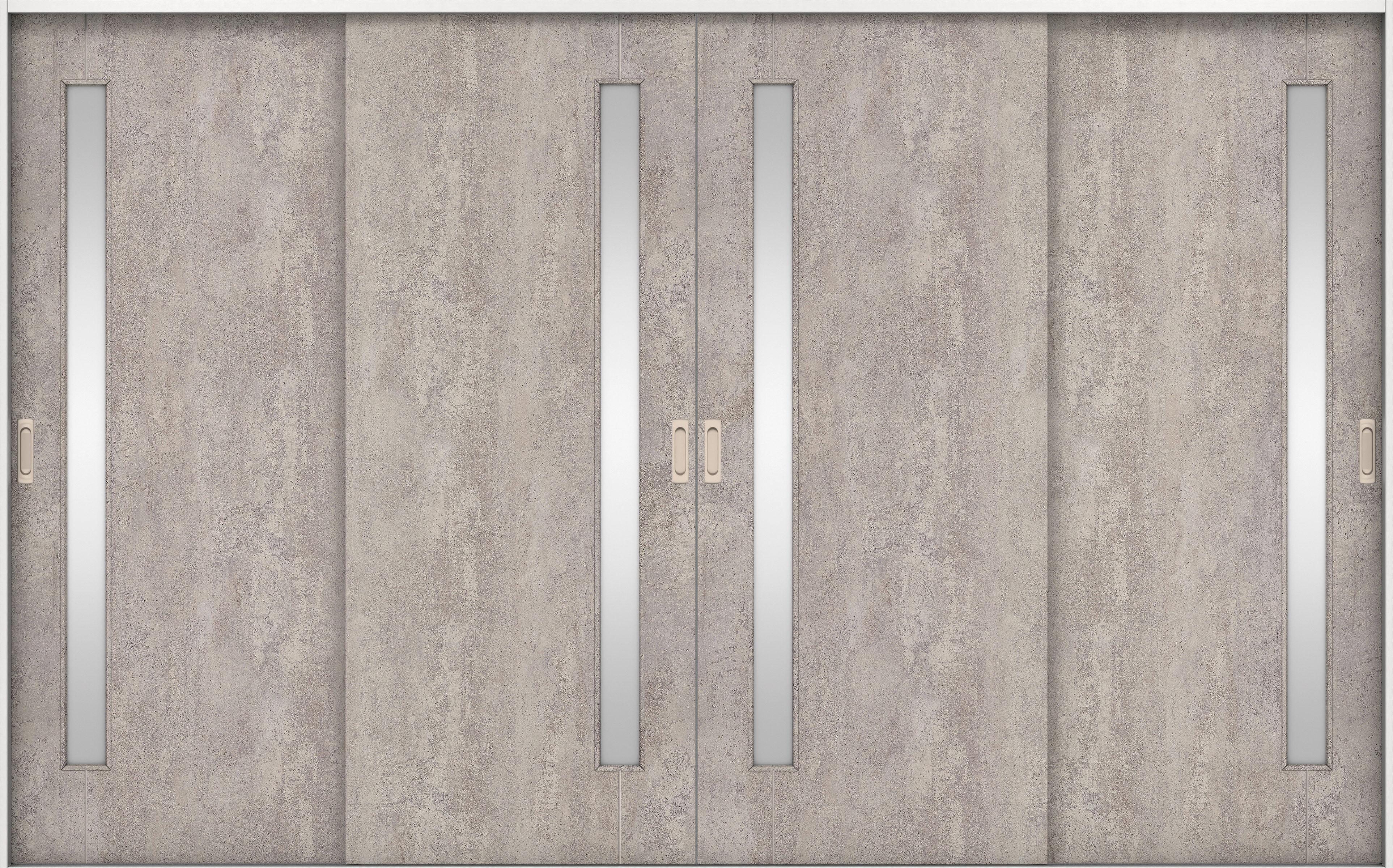 リビングドア　イエリア　引戸・４枚引違　扉セット　Ｄ４デザイン　３２６６幅用　２０００高　〈コンクリートグレー柄〉　左右兼用　錠なし　ラクラクローズ付