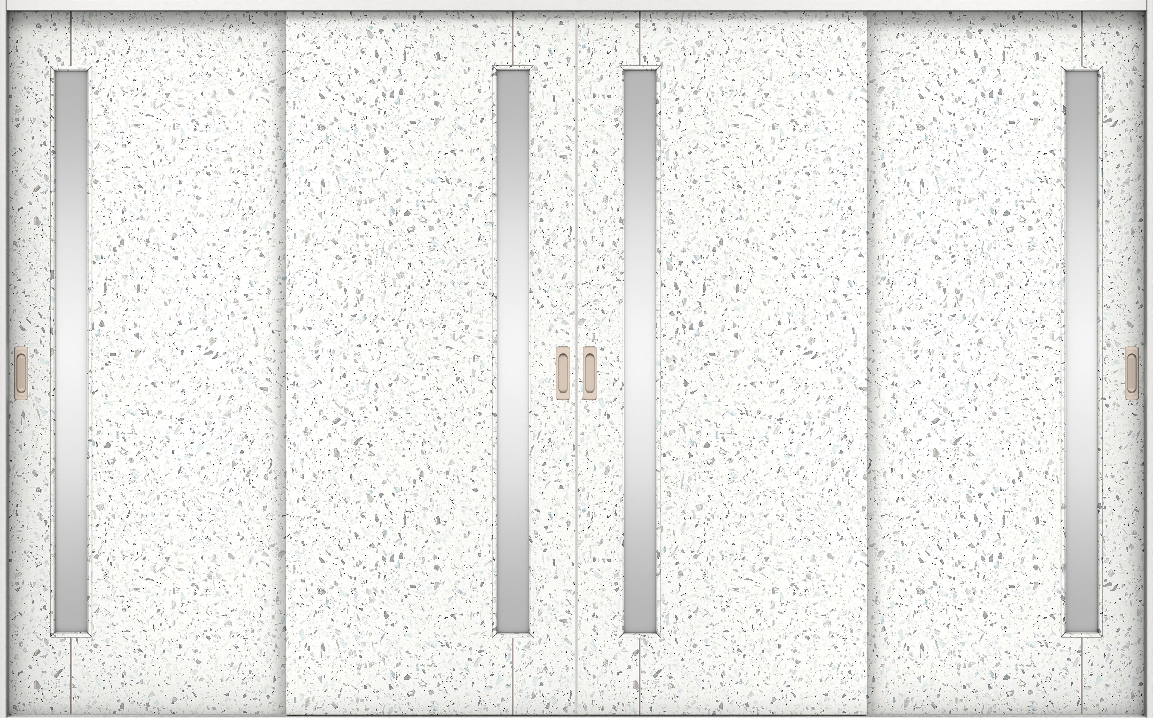 リビングドア　イエリア　引戸・４枚引違　扉セット　Ｄ４デザイン　３２６６幅用　２０００高　〈テラゾホワイト柄〉　左右兼用　錠なし　ラクラクローズ付