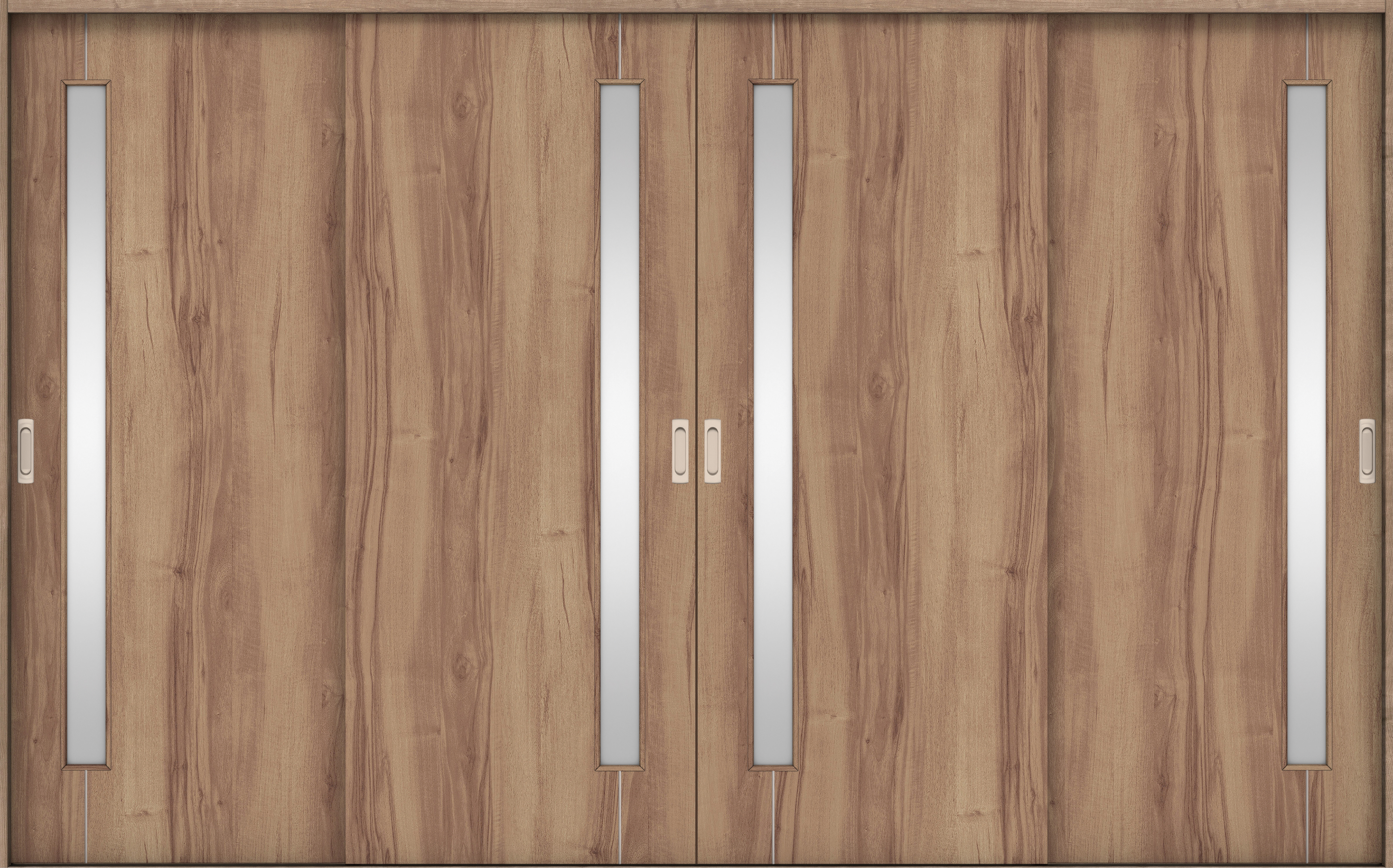 リビングドア　イエリア　引戸・４枚引違　扉セット　Ｄ４デザイン　３２６６幅用　２０００高　〈バームブラウン柄〉　左右兼用　錠なし　ラクラクローズ付