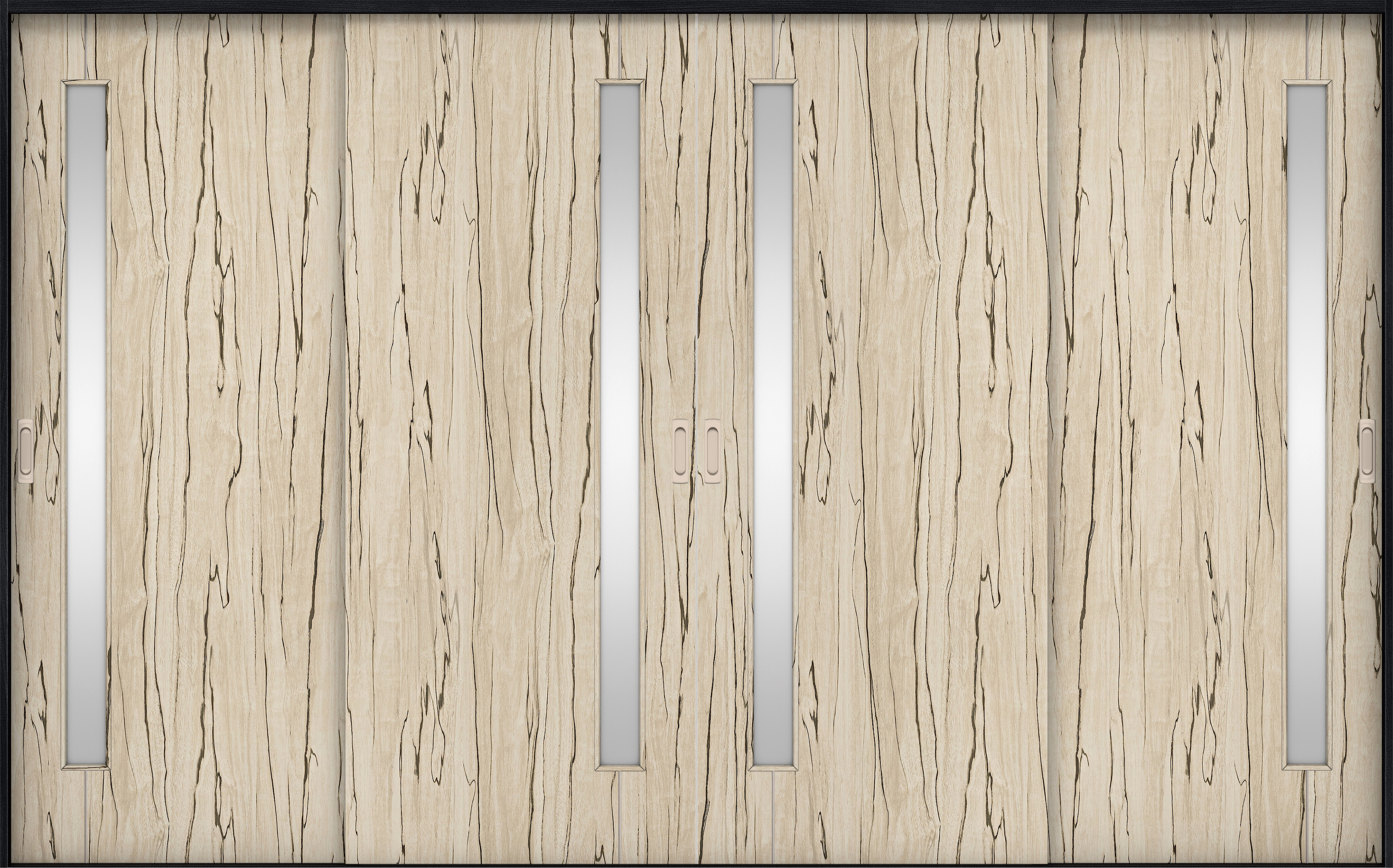 リビングドア　イエリア　引戸・４枚引違　扉セット　Ｄ４デザイン　３２６６幅用　２０００高　〈スロウベージュ柄〉　左右兼用　錠なし　ラクラクローズ付