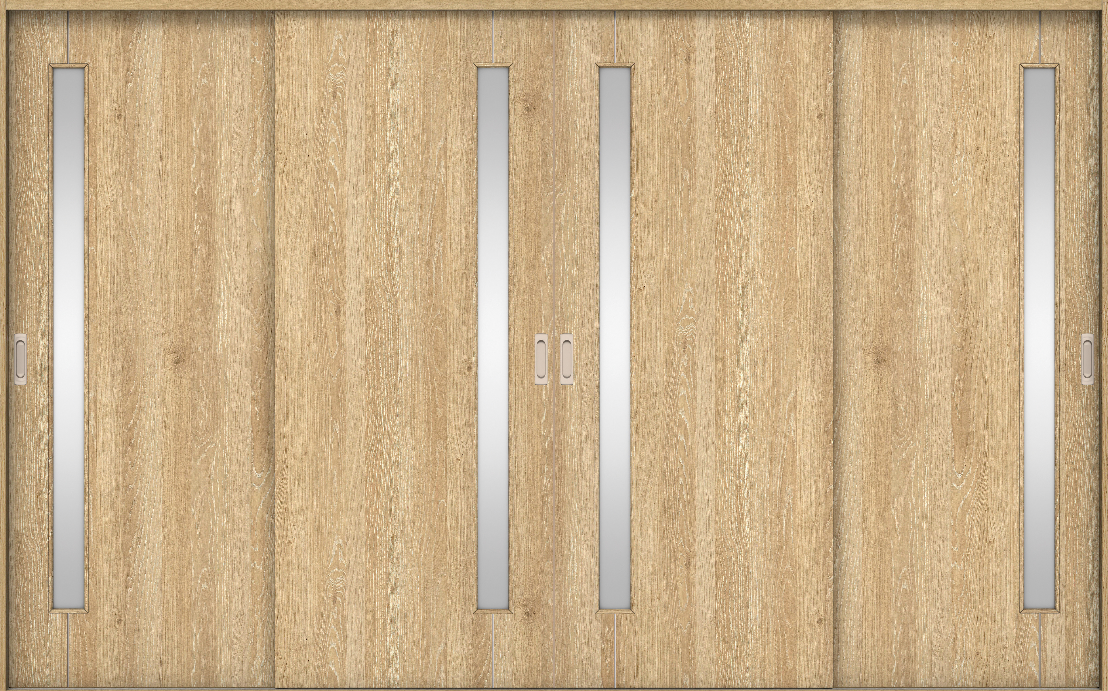 リビングドア　イエリア　引戸・４枚引違　扉セット　Ｄ４デザイン　３２６６幅用　２０００高　〈ミルキーオーカー柄〉　左右兼用　錠なし　ラクラクローズ付