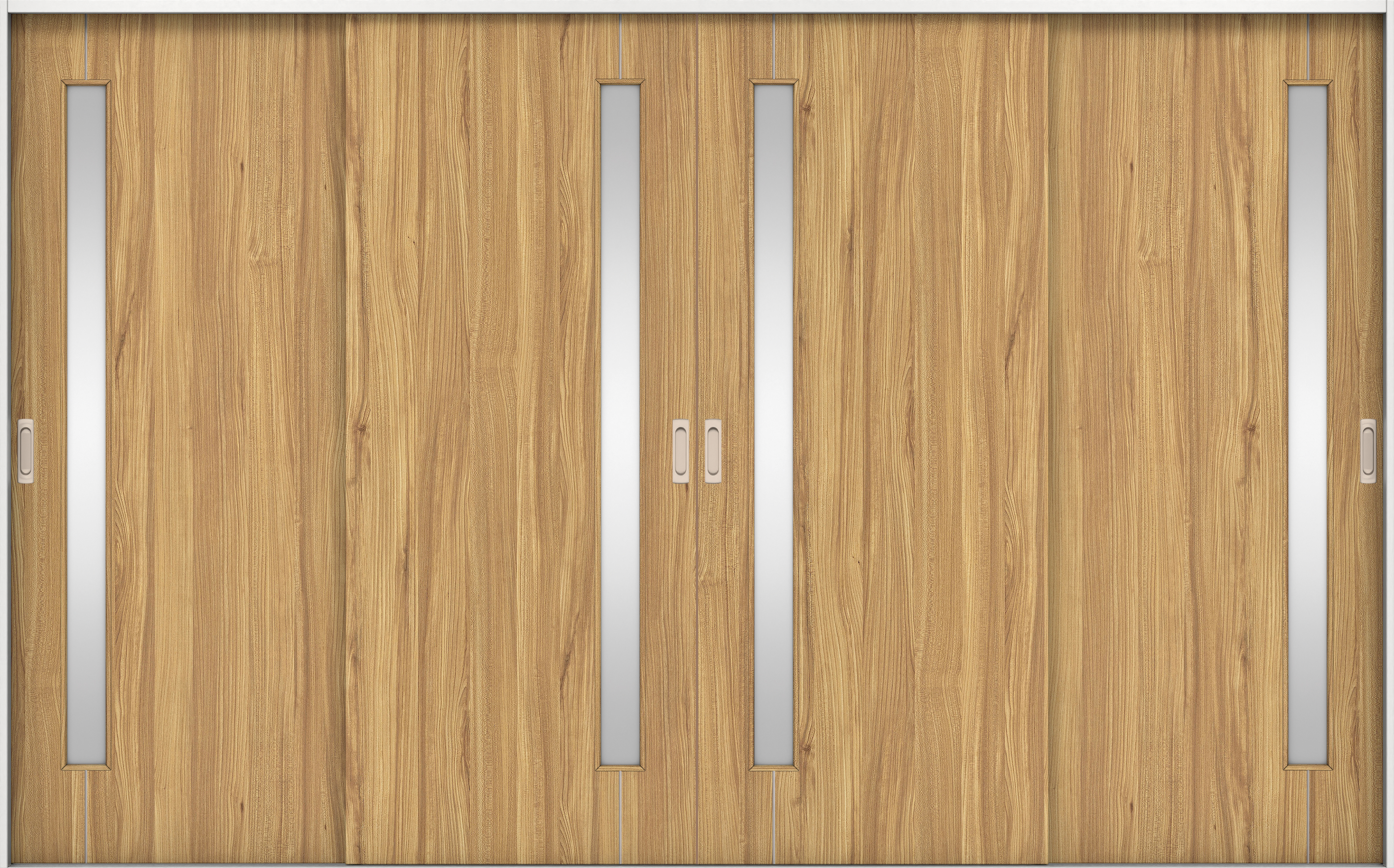 リビングドア　イエリア　引戸・４枚引違　扉セット　Ｄ４デザイン　３２６６幅用　２０００高　〈シナモンブラウン柄〉　左右兼用　錠なし　ラクラクローズ付