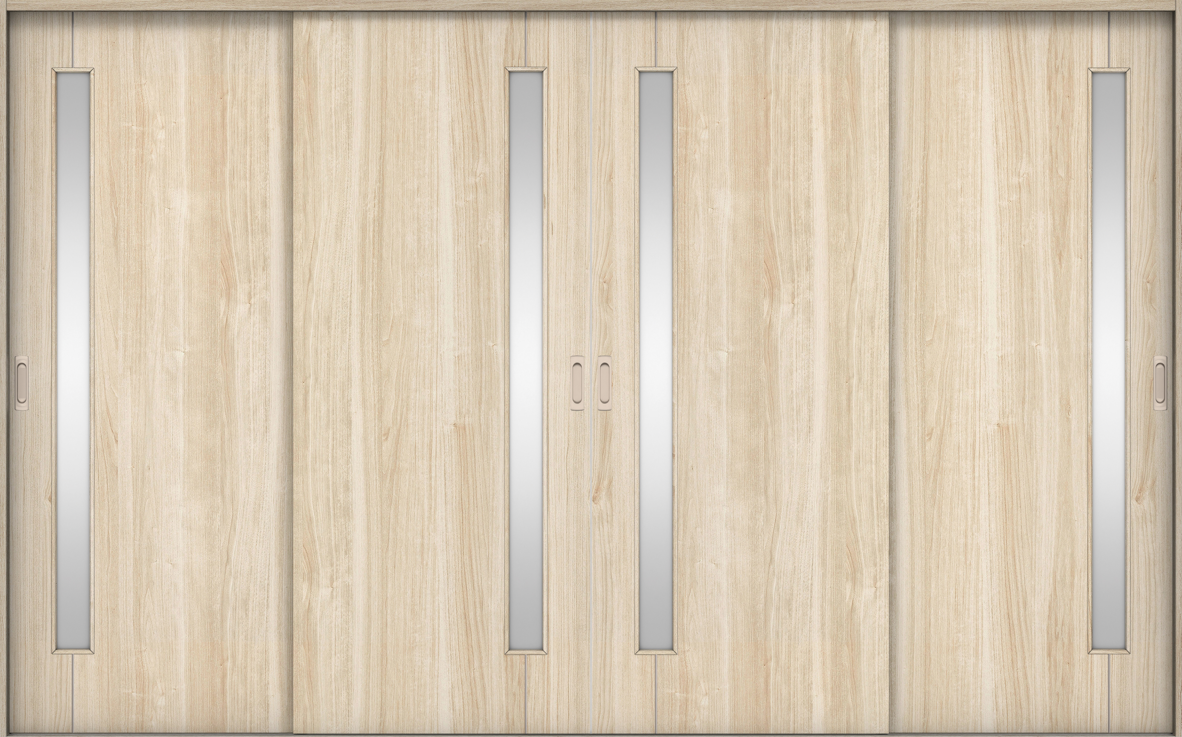 リビングドア　イエリア　引戸・４枚引違　扉セット　Ｄ４デザイン　３２６６幅用　２０００高　〈コットンベージュ柄〉　左右兼用　錠なし　ラクラクローズ付