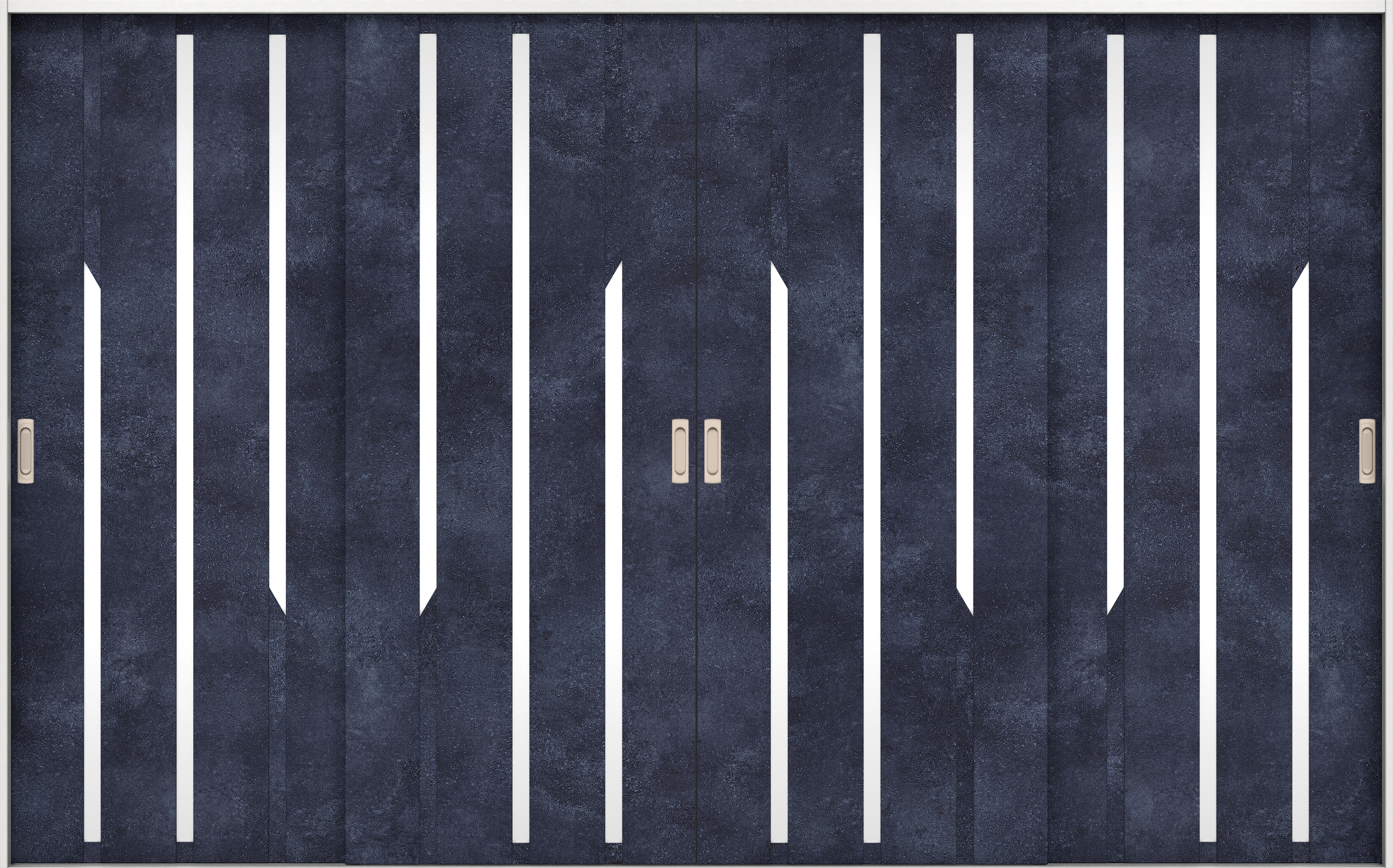 リビングドア　イエリア　引戸・４枚引違　扉セット　Ｅ３デザイン　３２６６幅用　２０００高　〈コバルトブルー柄〉　左右兼用　錠なし　ラクラクローズ付