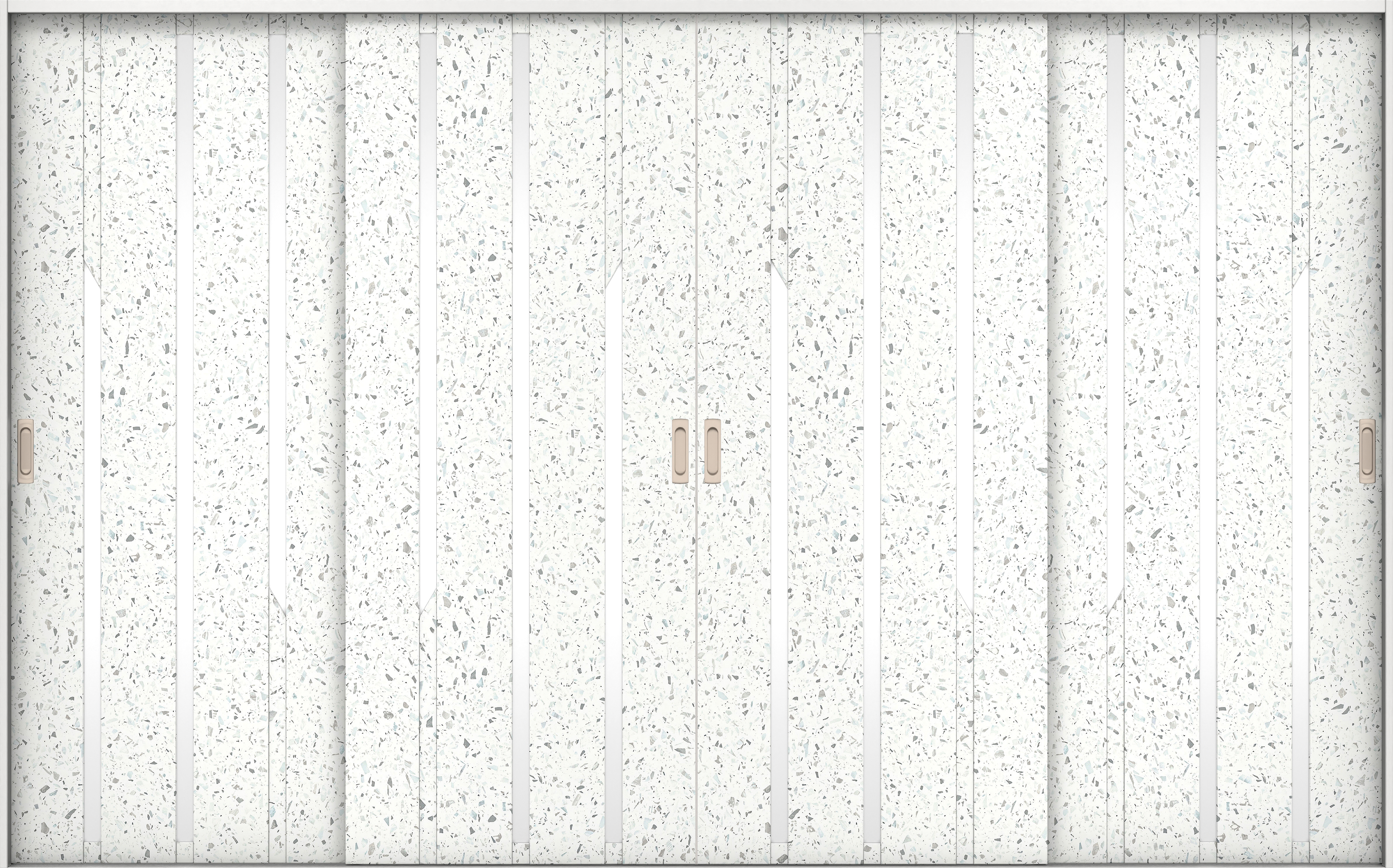 リビングドア　イエリア　引戸・４枚引違　扉セット　Ｅ３デザイン　３２６６幅用　２０００高　〈テラゾホワイト柄〉　左右兼用　錠なし　ラクラクローズ付