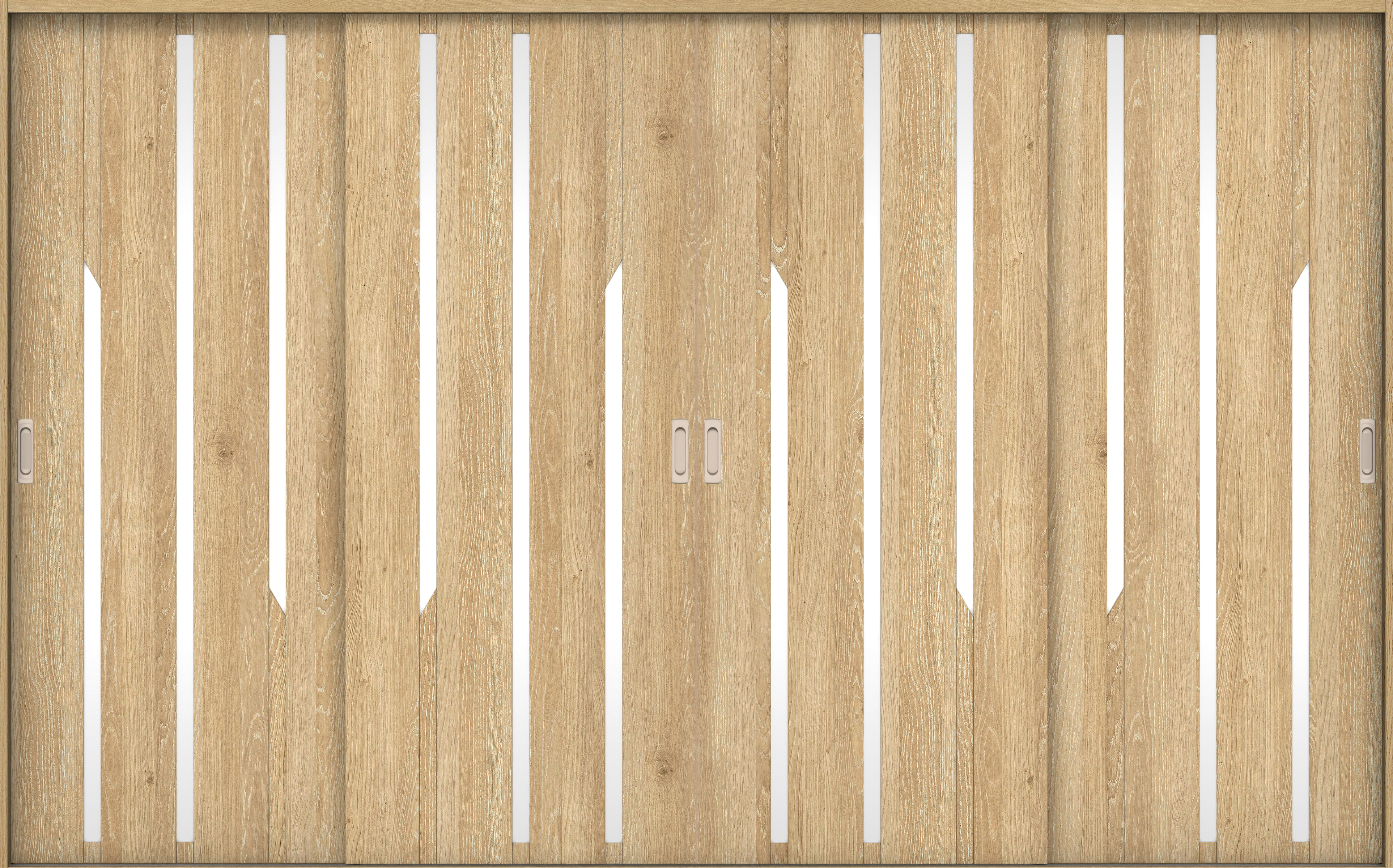 リビングドア　イエリア　引戸・４枚引違　扉セット　Ｅ３デザイン　３２６６幅用　２０００高　〈ミルキーオーカー柄〉　左右兼用　錠なし　ラクラクローズ付