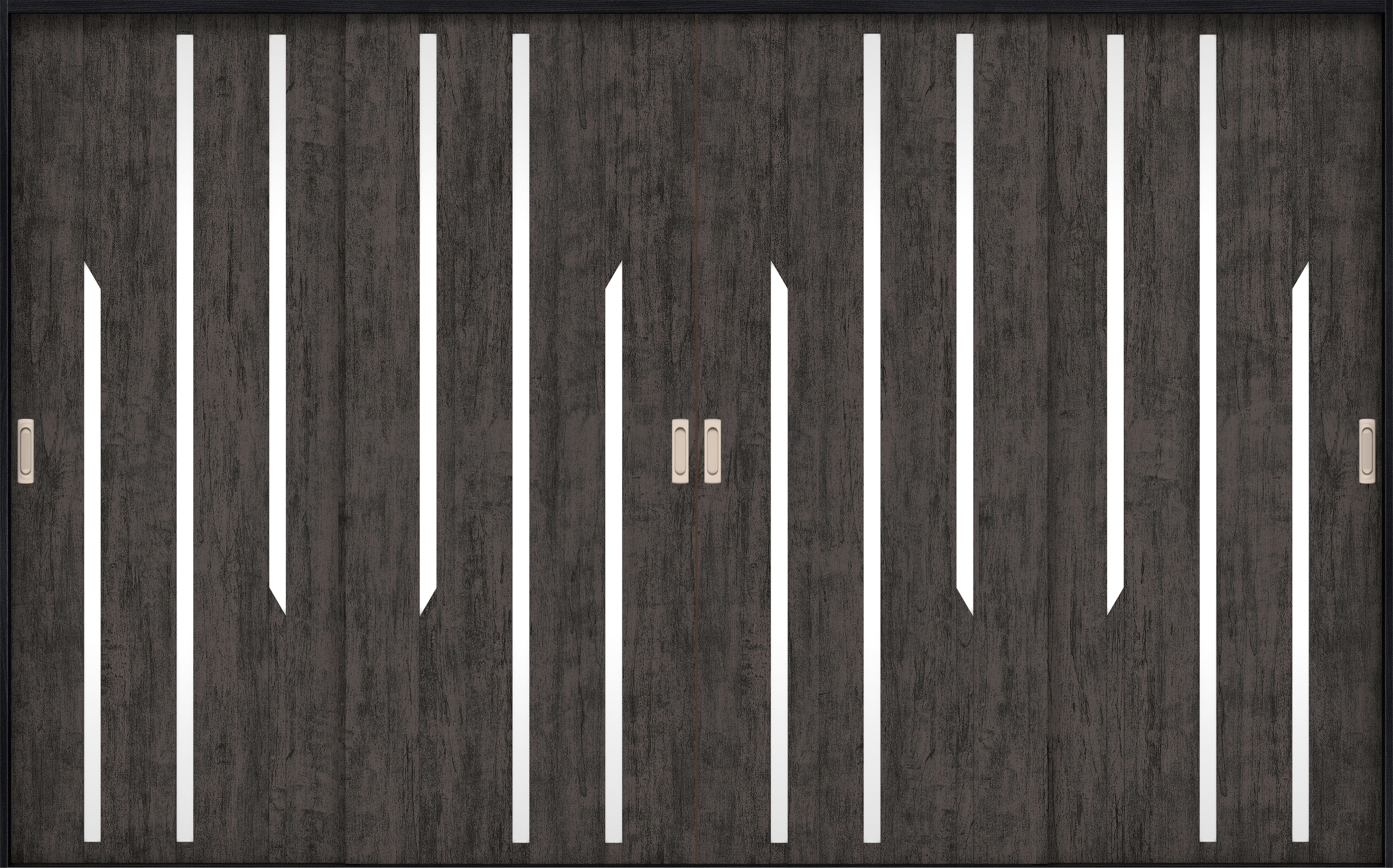 リビングドア　イエリア　引戸・４枚引違　扉セット　Ｅ３デザイン　３２６６幅用　２０００高　〈ドライブラック柄〉　左右兼用　錠なし　ラクラクローズ付