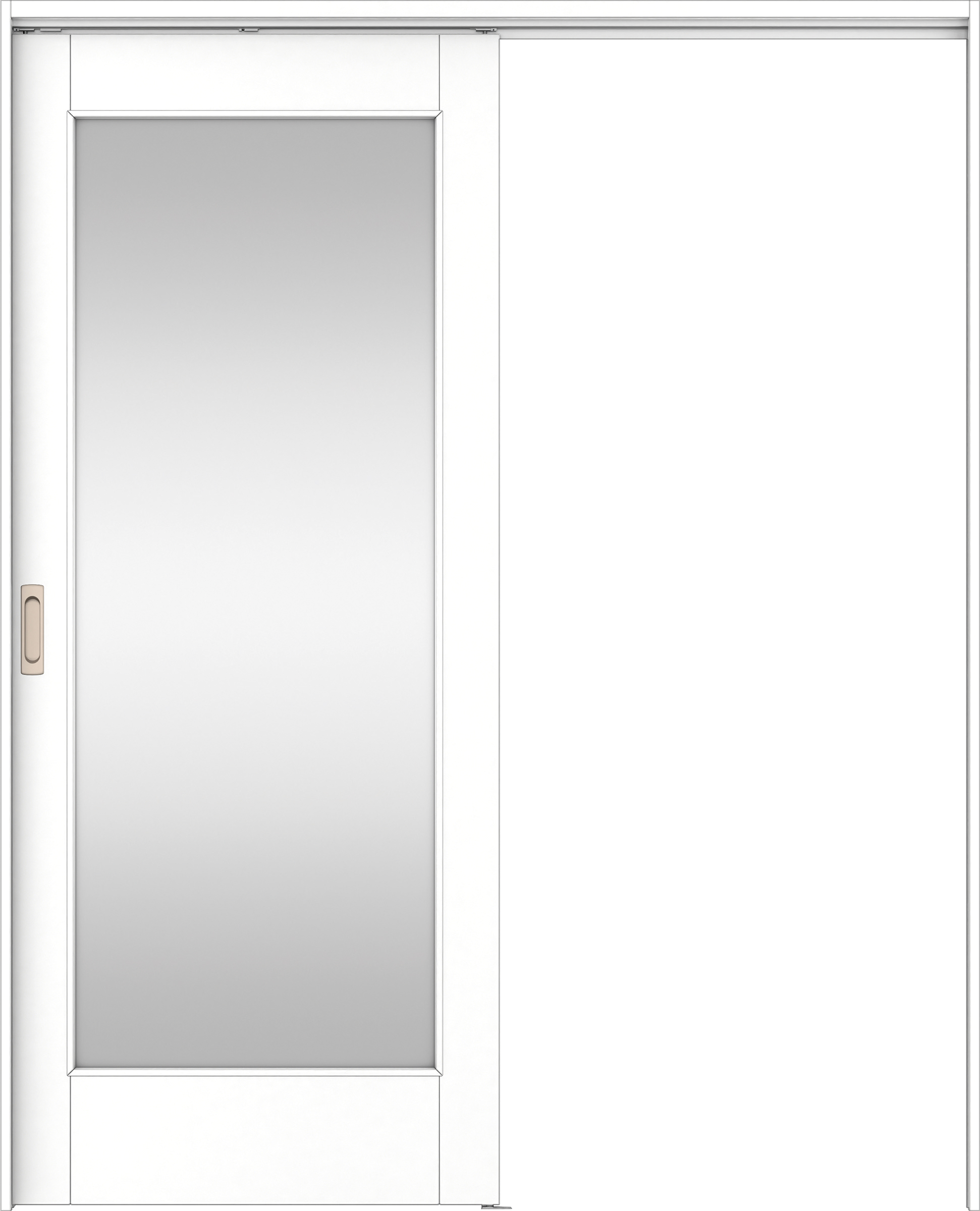 リビングドア　イエリア　吊戸・片引　扉セット　２１デザイン　１７４５幅用　２０００高　〈パウダーホワイト柄〉　左右兼用　錠なし　ラクラクローズ付用