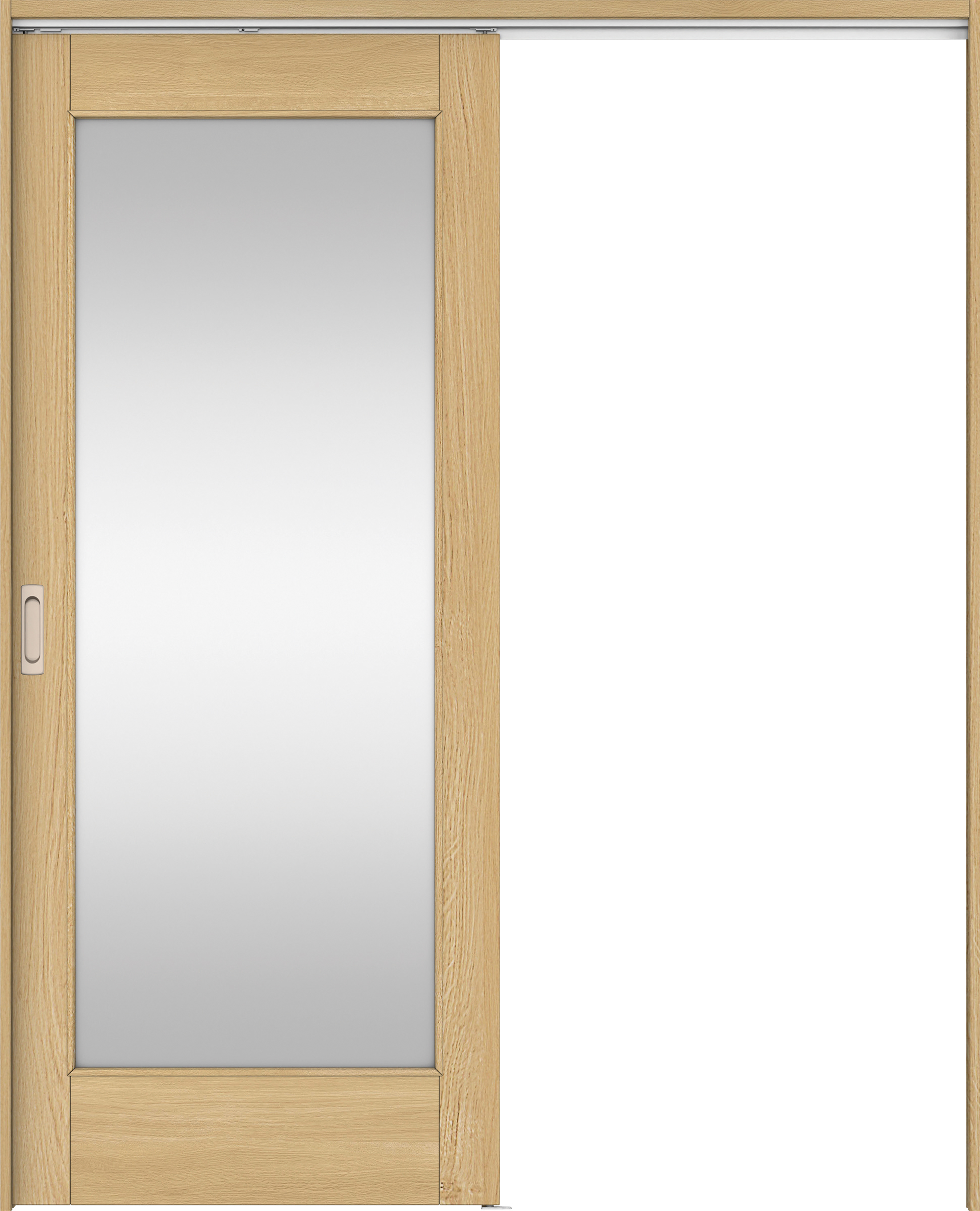 リビングドア　イエリア　吊戸・片引　扉セット　２１デザイン　１７４５幅用　２０００高　〈ライトオーカー柄〉　左右兼用　錠なし　ラクラクローズ付用