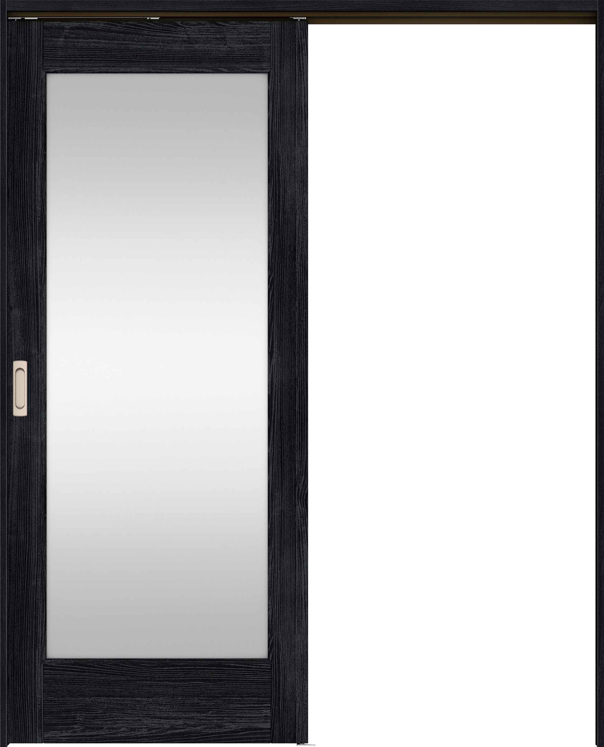 リビングドア　イエリア　吊戸・片引　扉セット　２１デザイン　１７４５幅用　２０００高　〈モスブラック柄〉　左右兼用　錠なし　ラクラクローズ付用