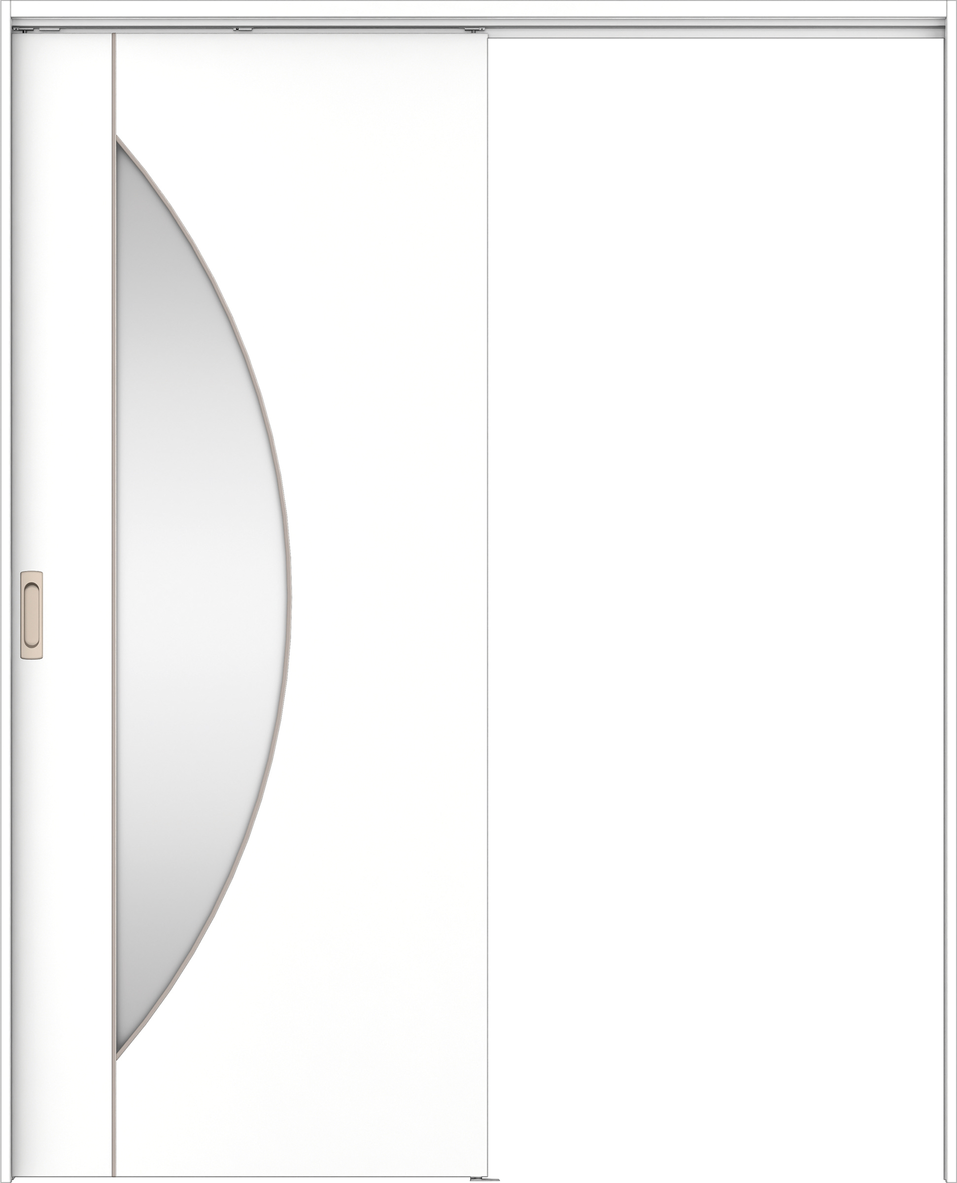 リビングドア　イエリア　吊戸・片引　扉セット　Ｄ５デザイン　１６４５幅用　２０００高　〈パウダーホワイト柄〉　左右兼用　錠なし　ラクラクローズ付用