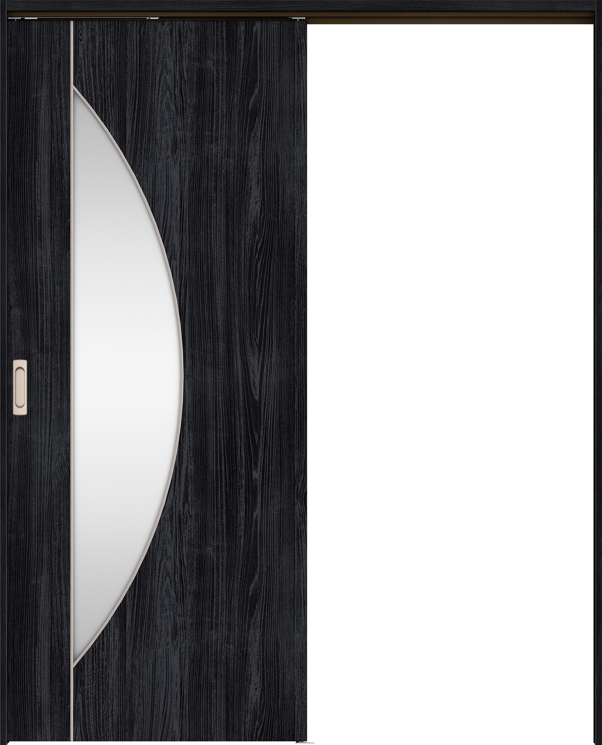 リビングドア　イエリア　吊戸・片引　扉セット　Ｄ５デザイン　１４５０幅用　２０００高　〈モスブラック柄〉　左右兼用　錠なし　ラクラクローズ付用