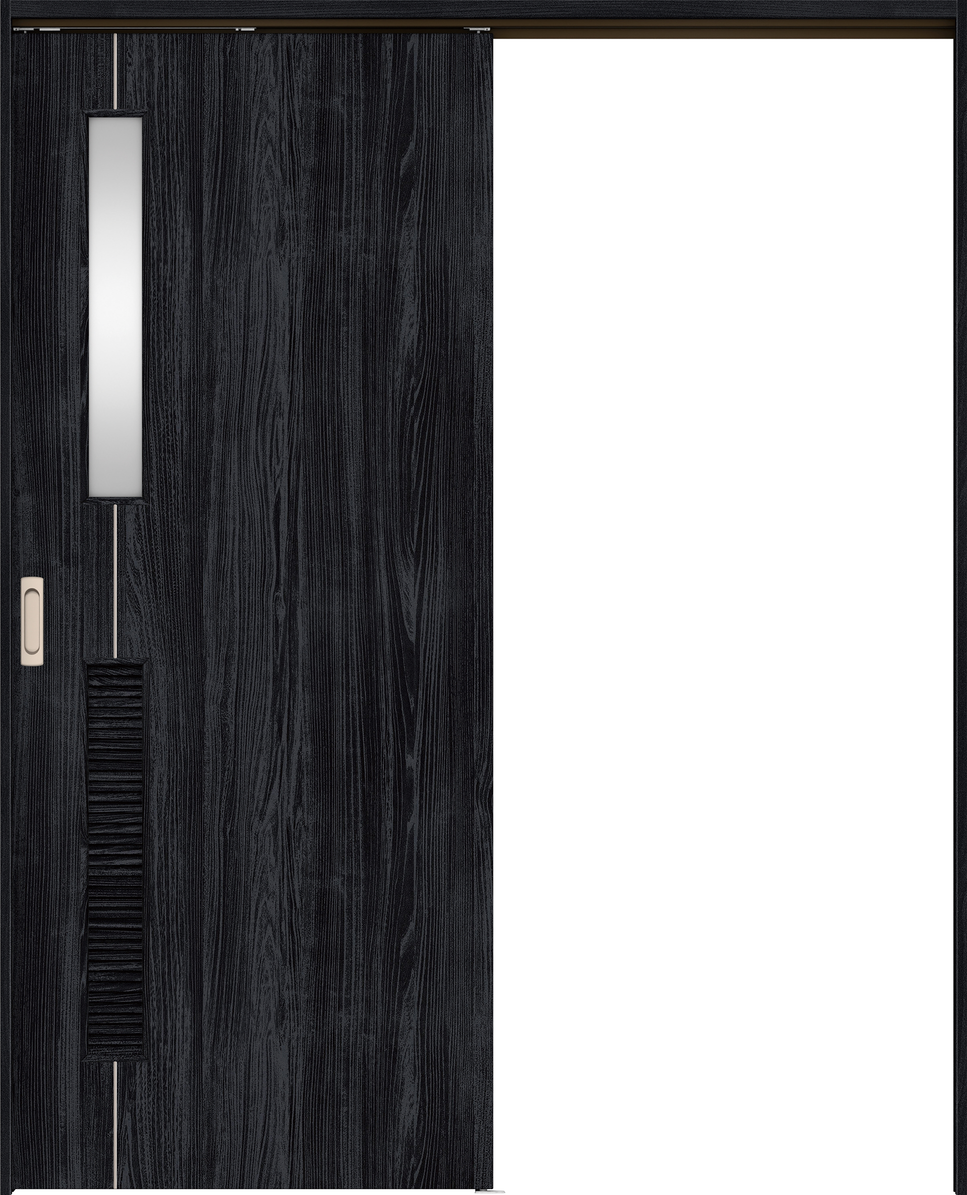 リビングドア　イエリア　吊戸・片引　扉セット　Ｄ６デザイン　１６４５幅用　２０００高　〈モスブラック柄〉　左右兼用　錠なし　ラクラクローズ付用