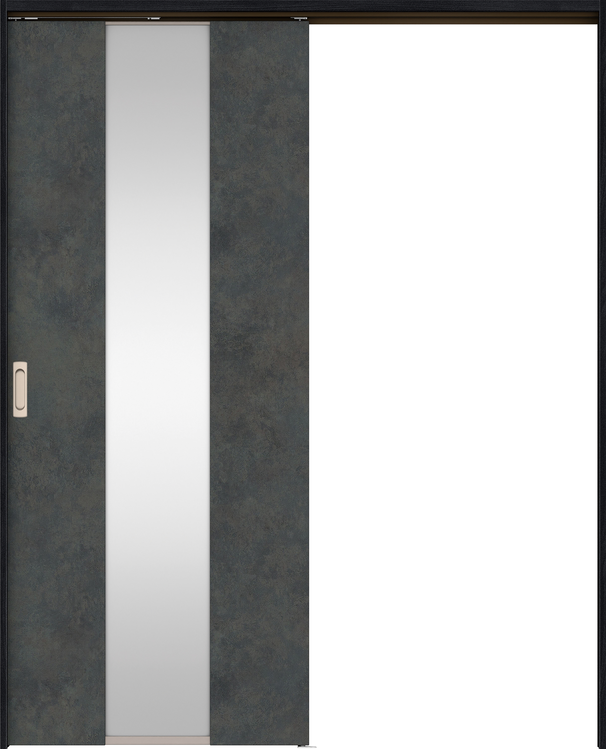 リビングドア　イエリア　吊戸・片引　扉セット　Ｇ５デザイン　１６４５幅用　２０００高　〈アイアンブラック柄〉　左右兼用　錠なし　ラクラクローズ付用