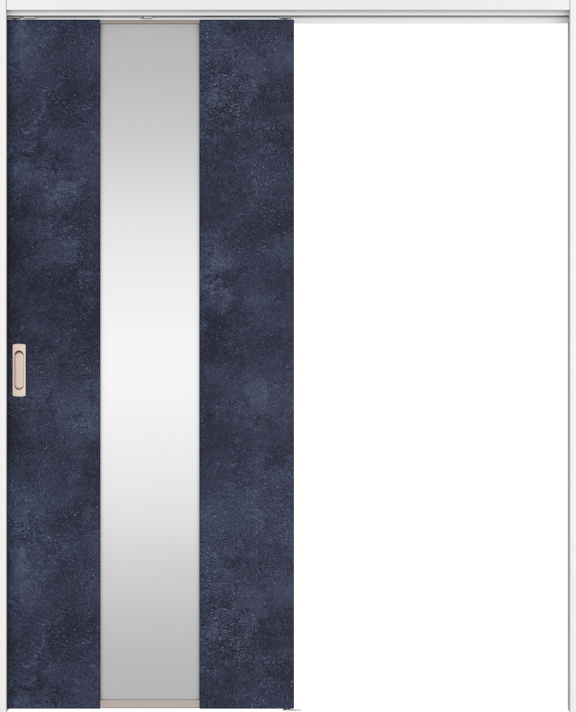 リビングドア　イエリア　吊戸・片引　扉セット　Ｇ５デザイン　１６４５幅用　２０００高　〈コバルトブルー柄〉　左右兼用　錠なし　ラクラクローズ付用