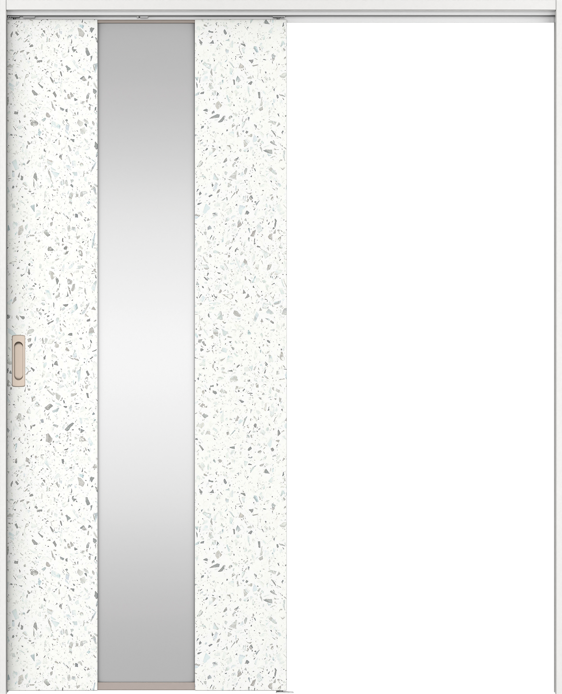 リビングドア　イエリア　吊戸・片引　扉セット　Ｇ５デザイン　１６４５幅用　２０００高　〈テラゾホワイト柄〉　左右兼用　錠なし　ラクラクローズ付用