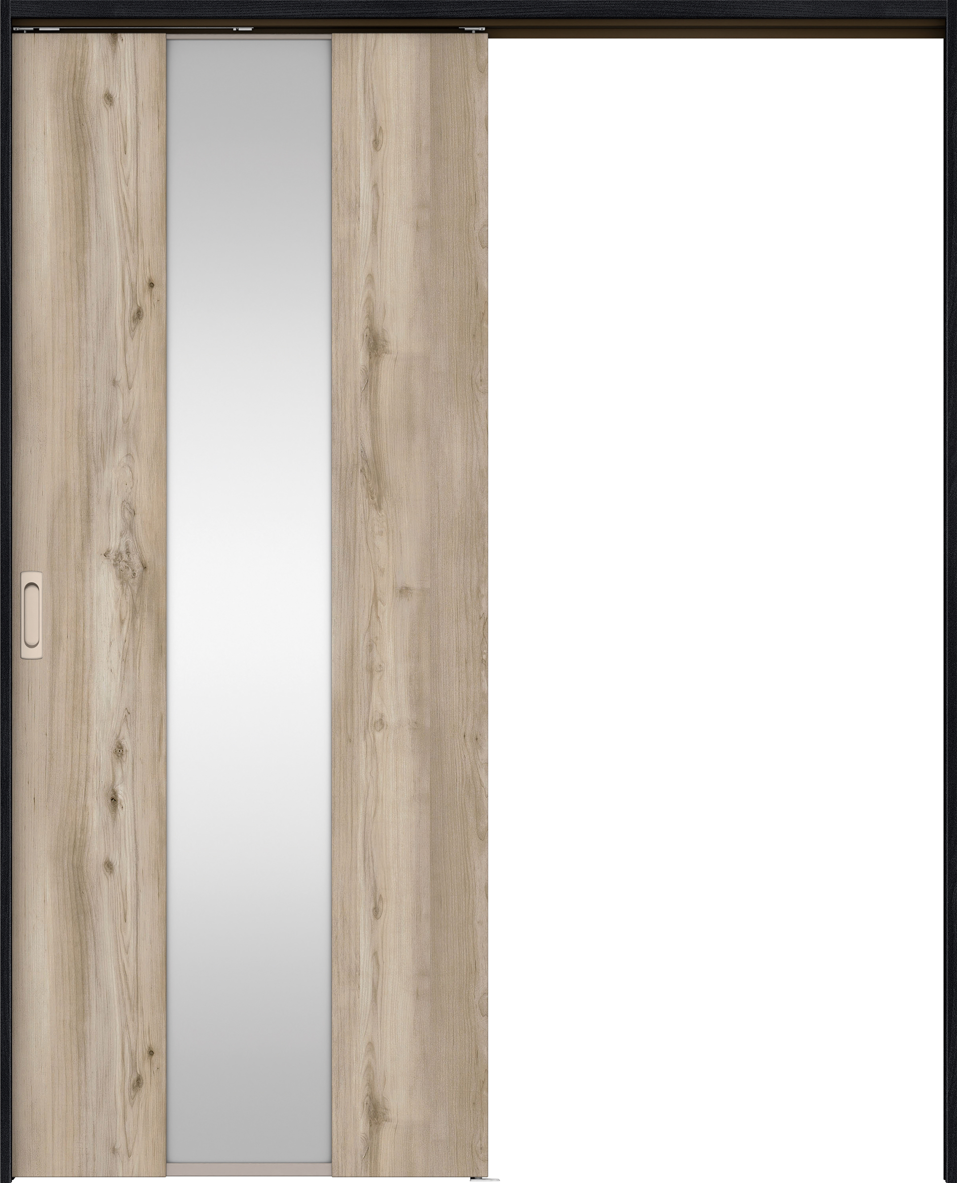 リビングドア　イエリア　吊戸・片引　扉セット　Ｇ５デザイン　１６４５幅用　２０００高　〈スモークグレー柄〉　左右兼用　錠なし　ラクラクローズ付用