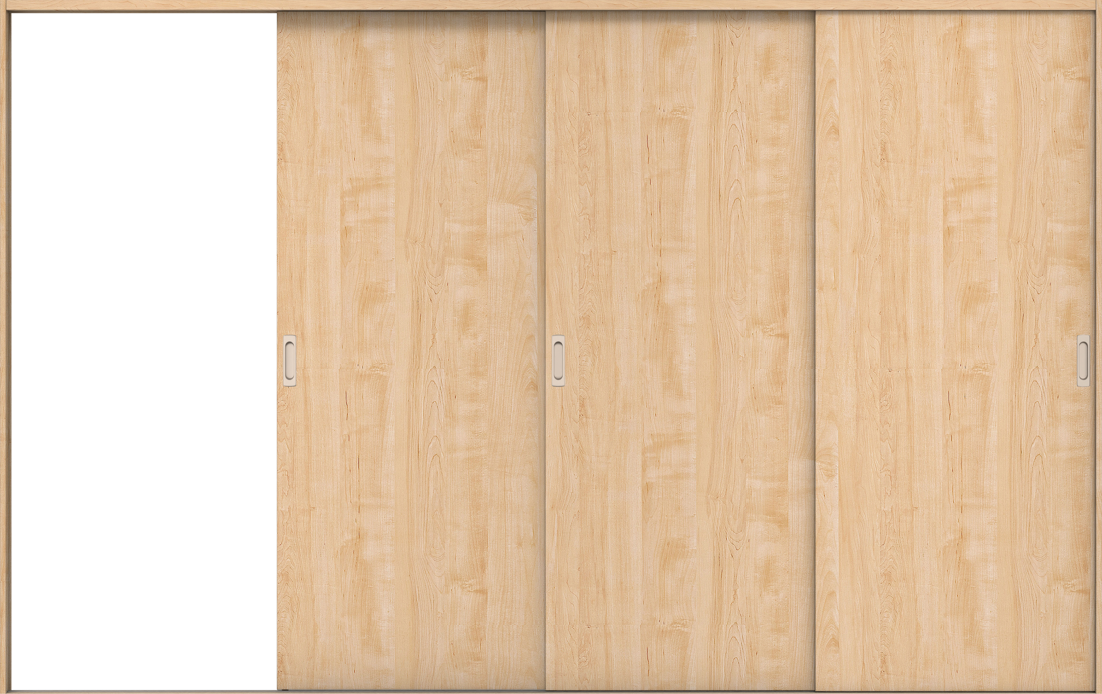 リビングドア　イエリア　引戸・３枚片引　扉セット　００デザイン　３２２９幅用　２０００高　〈ミルベージュ柄〉　左引用　錠なし　ラクラクローズ付