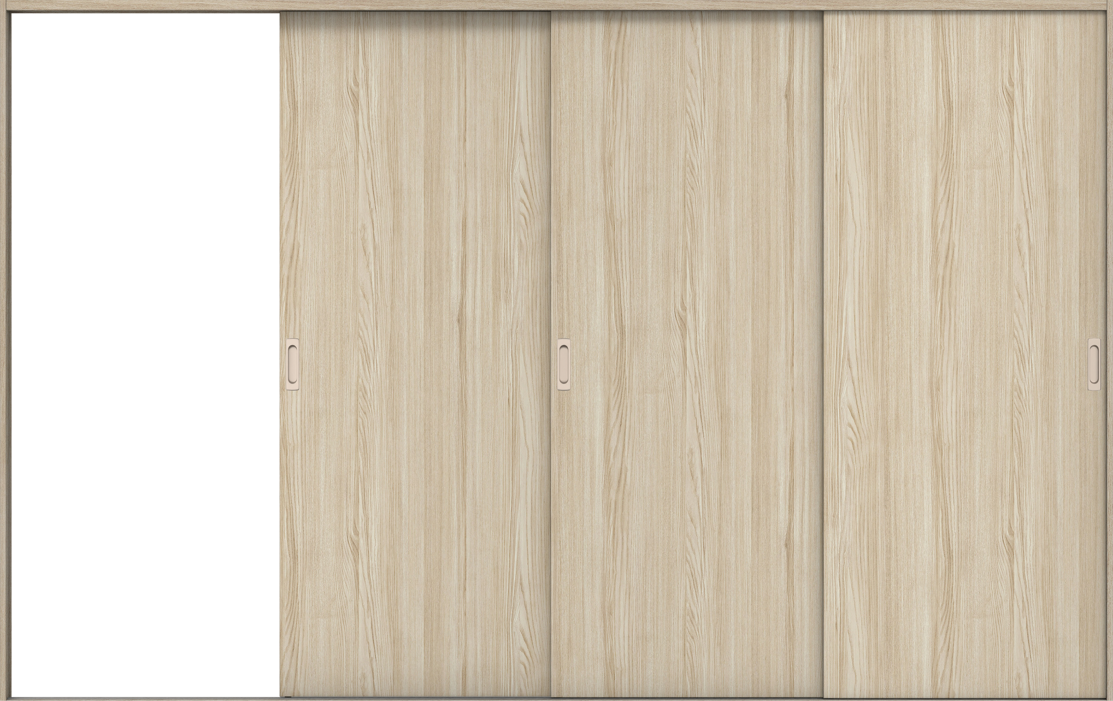 リビングドア　イエリア　引戸・３枚片引　扉セット　００デザイン　３２２９幅用　２０００高　〈ソフトグレージュ柄〉　左引用　錠なし　ラクラクローズ付