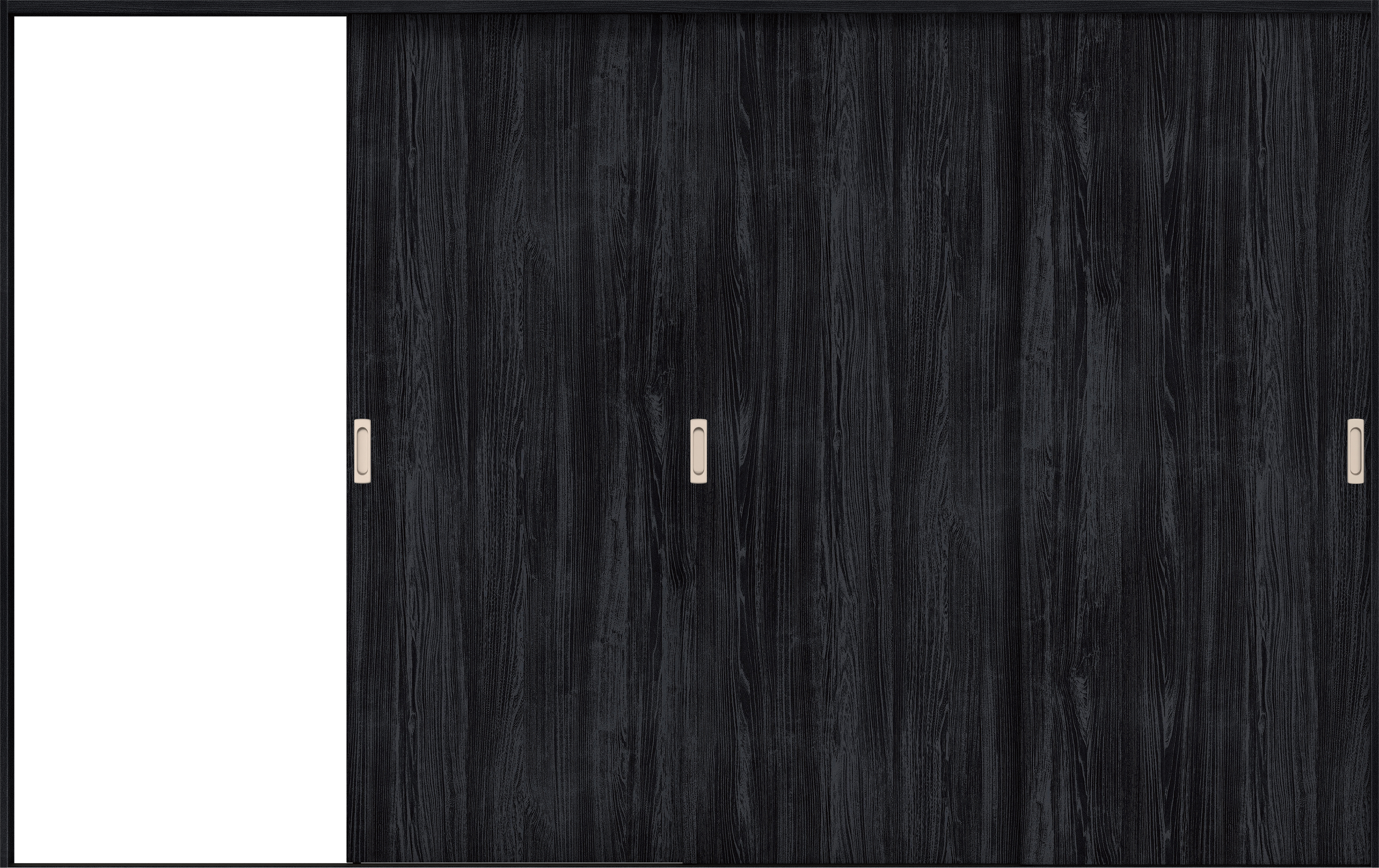 リビングドア　イエリア　引戸・３枚片引　扉セット　００デザイン　３２２９幅用　２０００高　〈モスブラック柄〉　左引用　錠なし　ラクラクローズ付