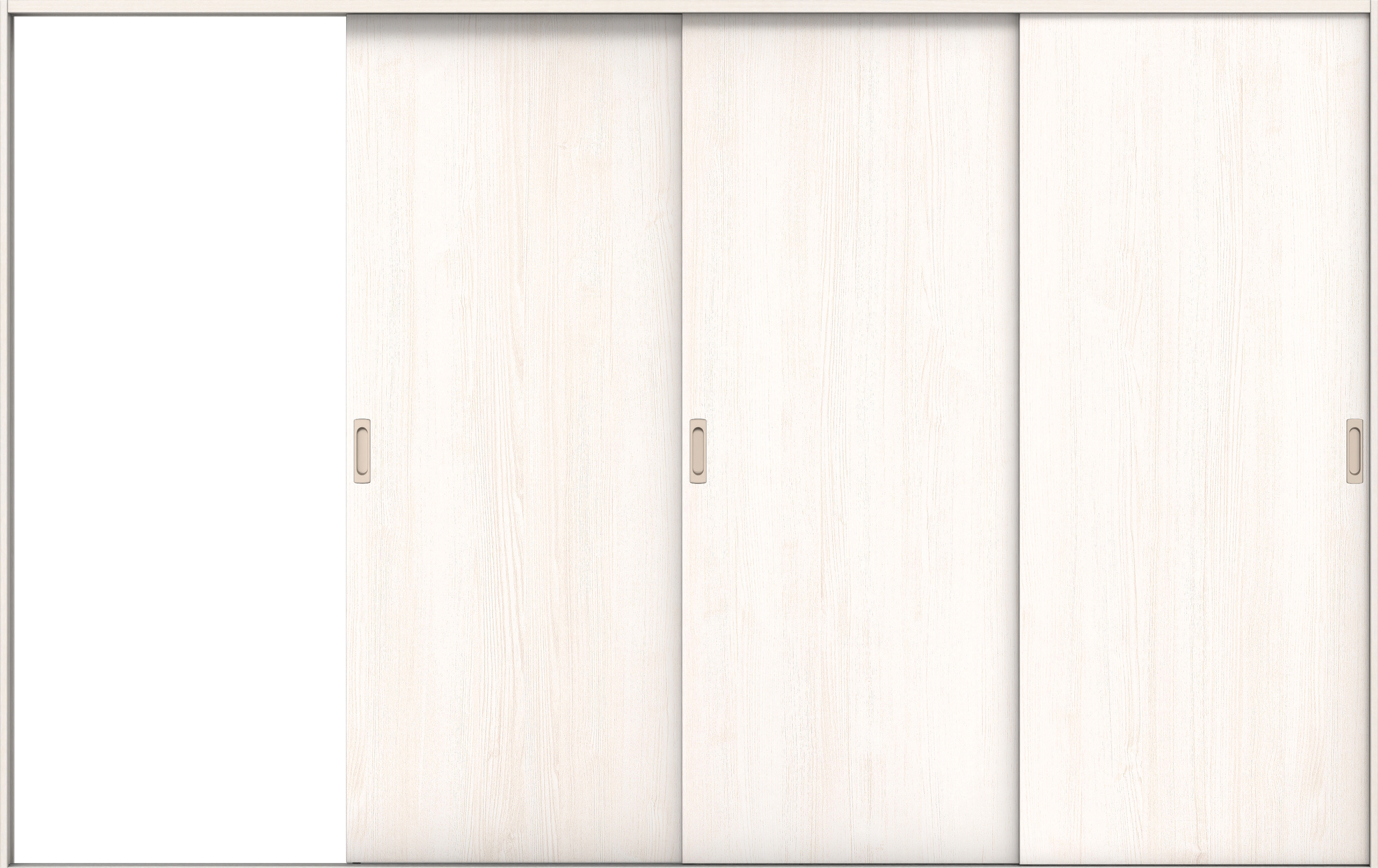 リビングドア　イエリア　引戸・３枚片引　扉セット　００デザイン　３２２９幅用　２０００高　〈ネオホワイト柄〉　左引用　錠なし　ラクラクローズ付