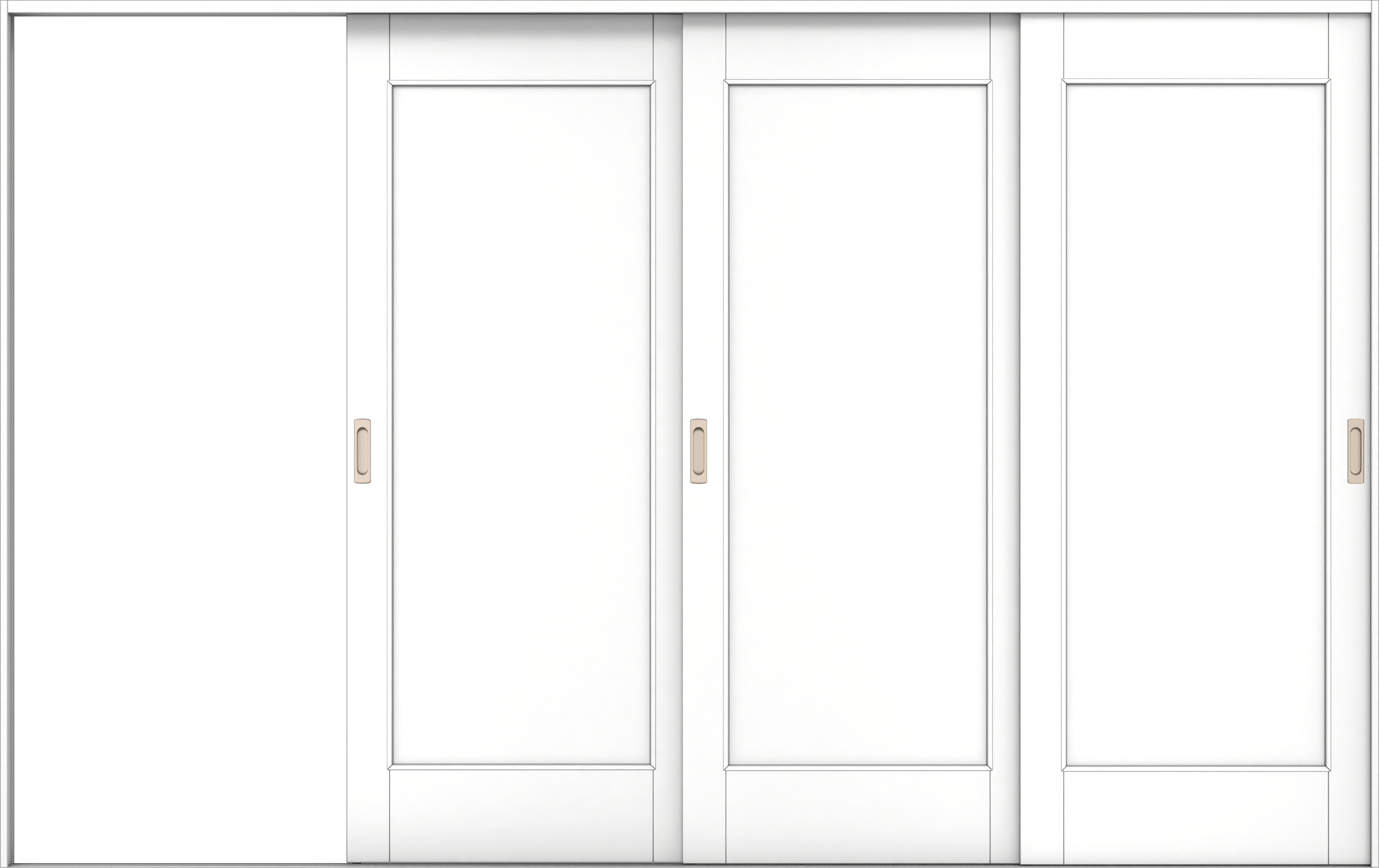 リビングドア　イエリア　引戸・３枚片引　扉セット　０１デザイン　３２２９幅用　２０００高　〈パウダーホワイト柄〉　左引用　錠なし　ラクラクローズ付