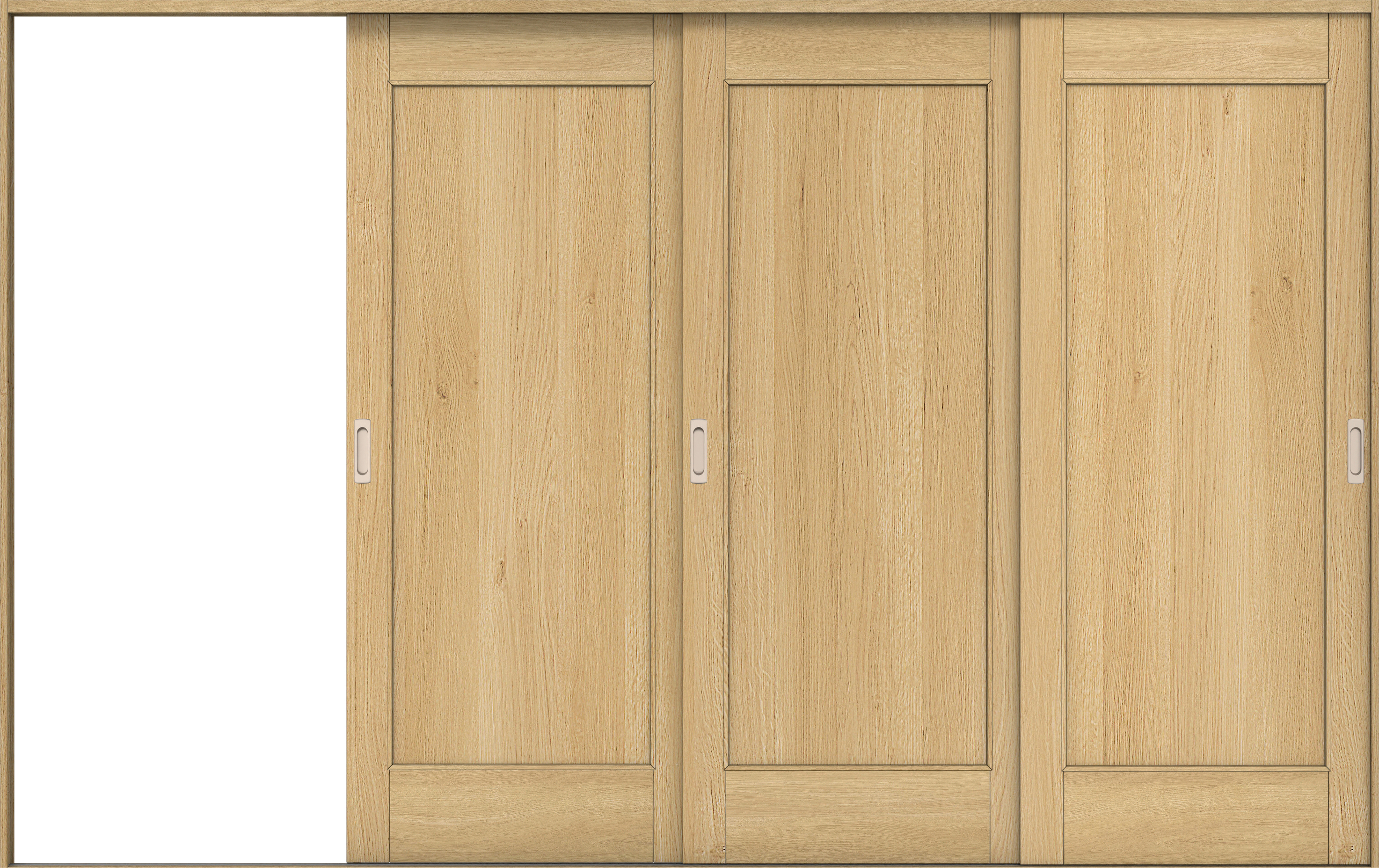 リビングドア　イエリア　引戸・３枚片引　扉セット　０１デザイン　３２２９幅用　２０００高　〈ライトオーカー柄〉　左引用　錠なし　ラクラクローズ付