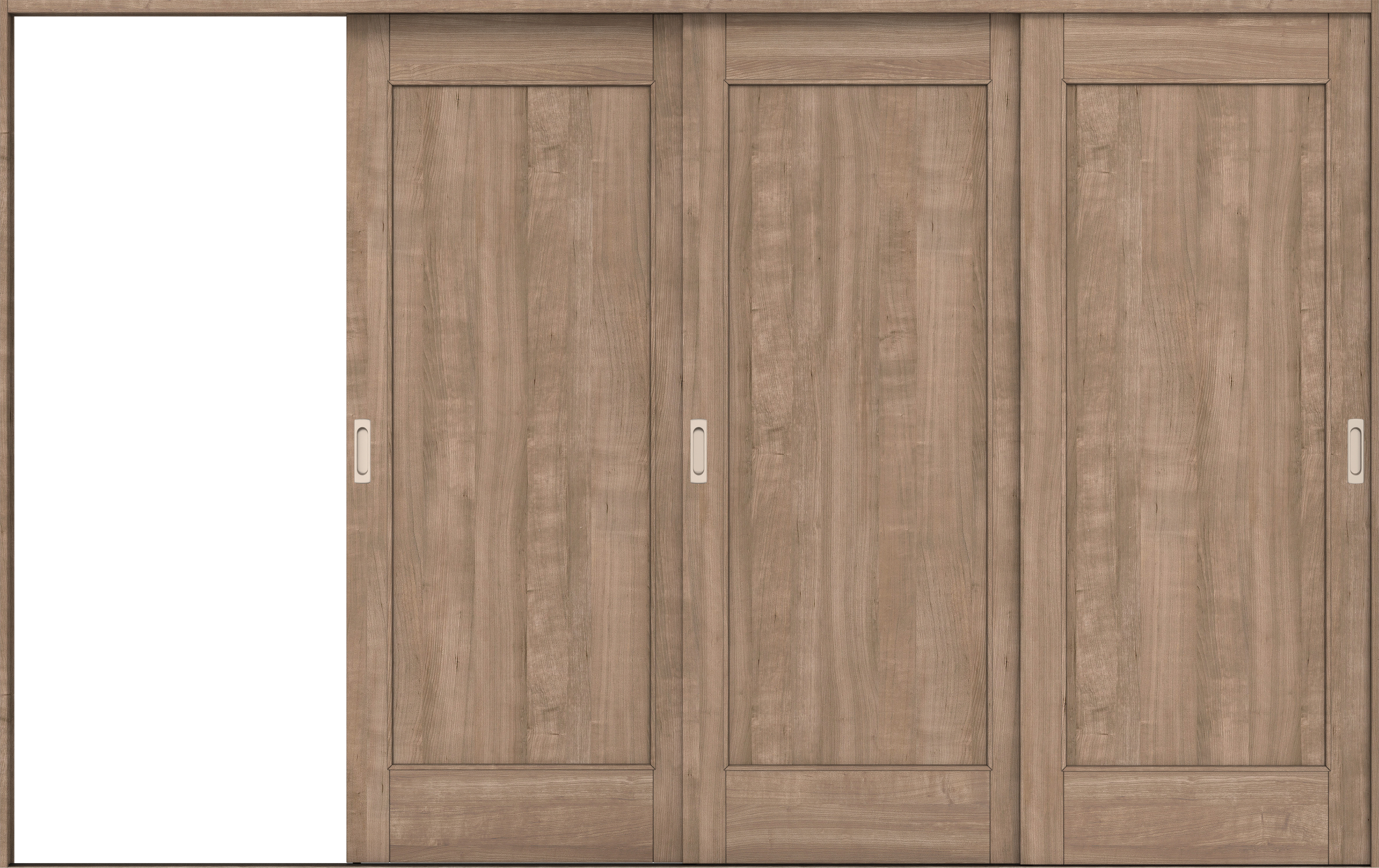 リビングドア　イエリア　引戸・３枚片引　扉セット　０１デザイン　３２２９幅用　２０００高　〈トープグレー柄〉　左引用　錠なし　ラクラクローズ付