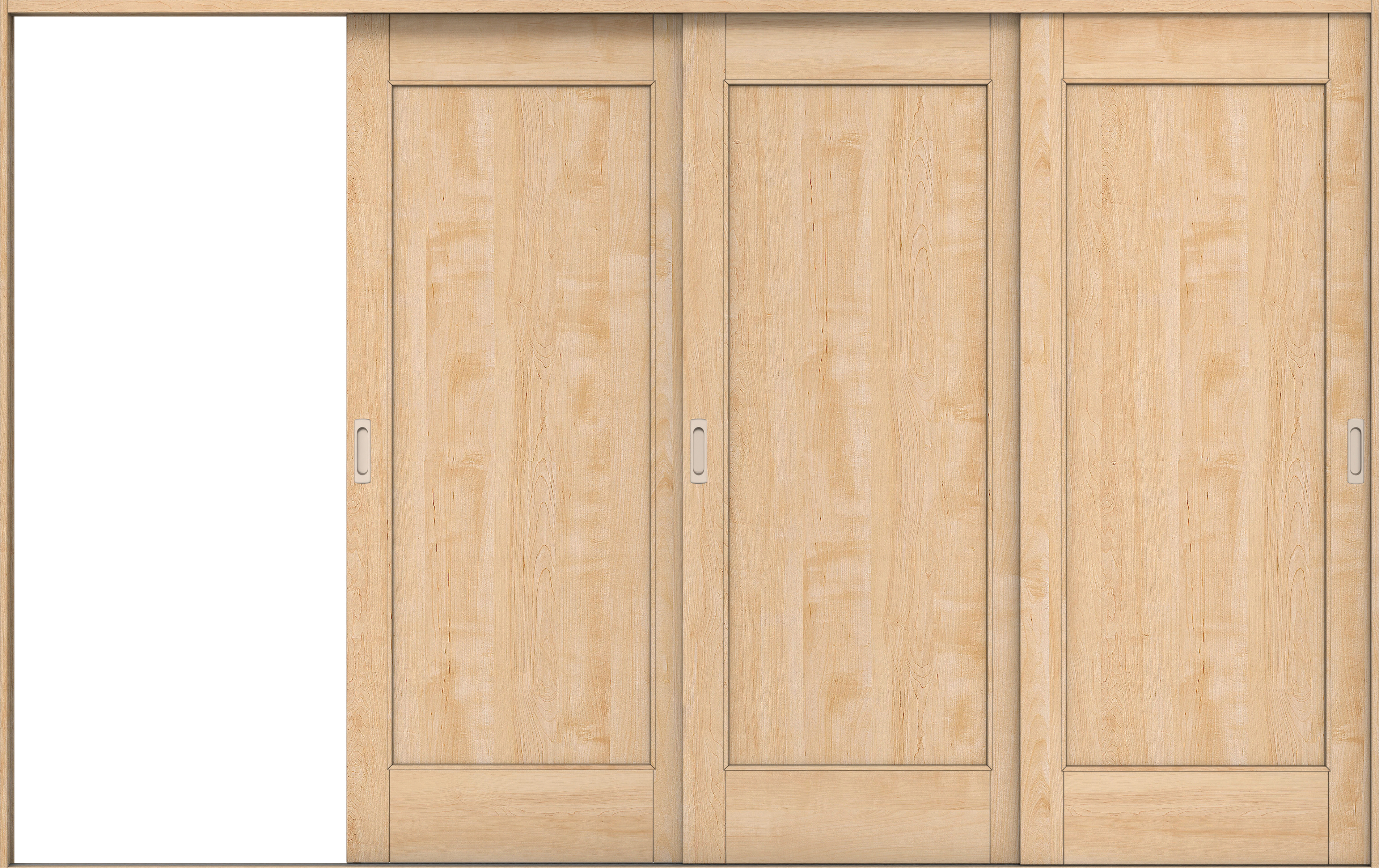 リビングドア　イエリア　引戸・３枚片引　扉セット　０１デザイン　３２２９幅用　２０００高　〈ミルベージュ柄〉　左引用　錠なし　ラクラクローズ付