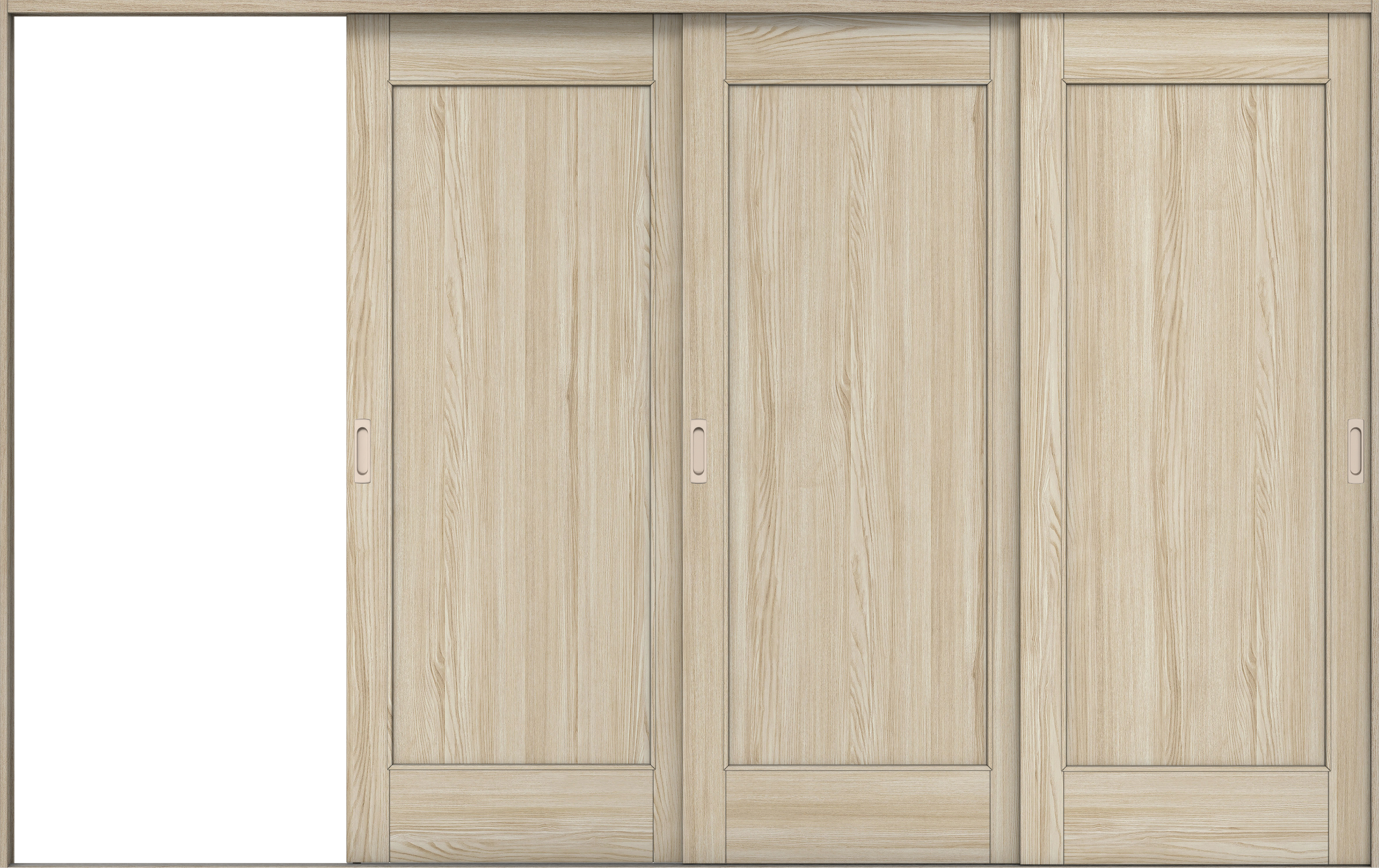 リビングドア　イエリア　引戸・３枚片引　扉セット　０１デザイン　３２２９幅用　２０００高　〈ソフトグレージュ柄〉　左引用　錠なし　ラクラクローズ付