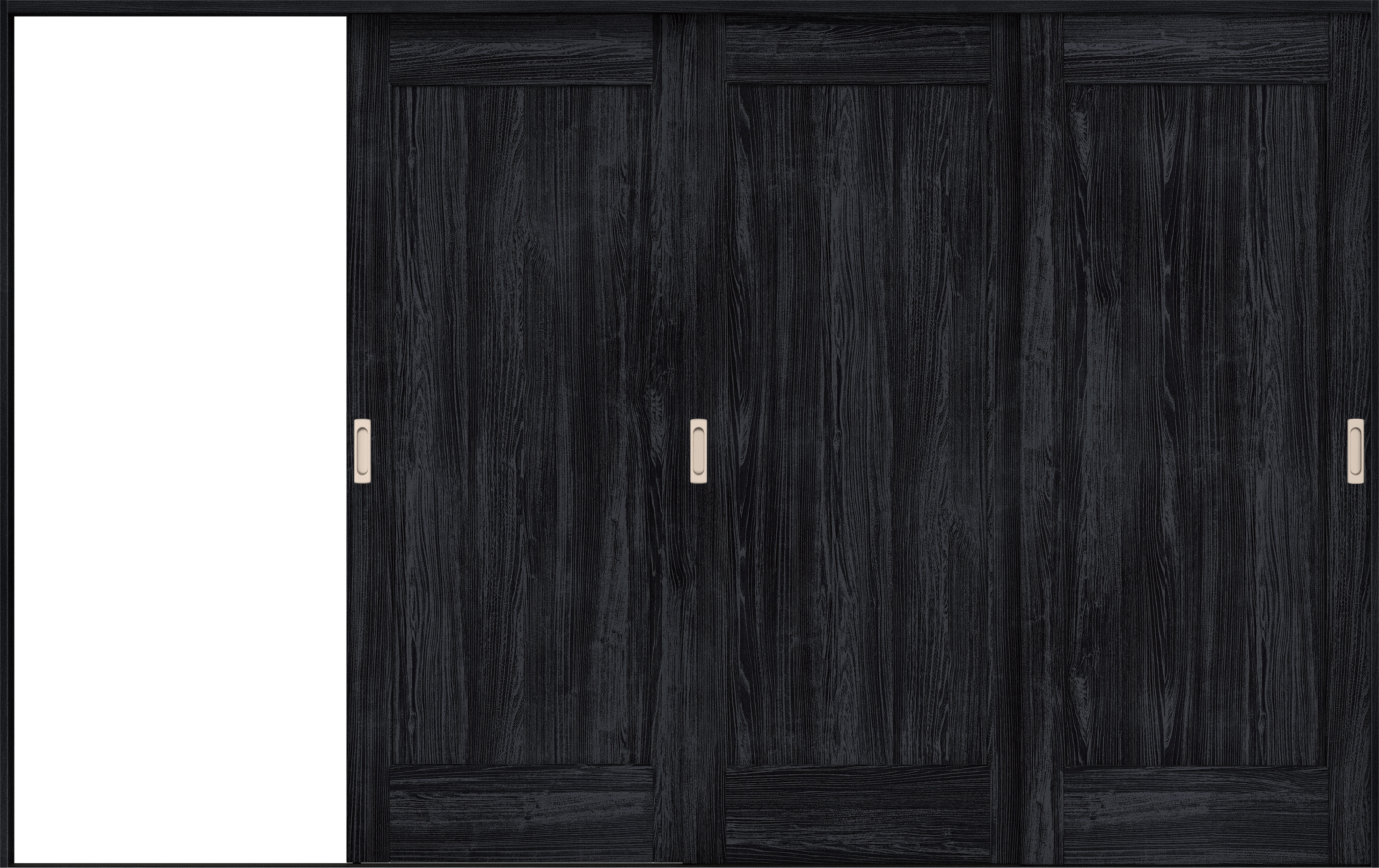 リビングドア　イエリア　引戸・３枚片引　扉セット　０１デザイン　３２２９幅用　２０００高　〈モスブラック柄〉　左引用　錠なし　ラクラクローズ付