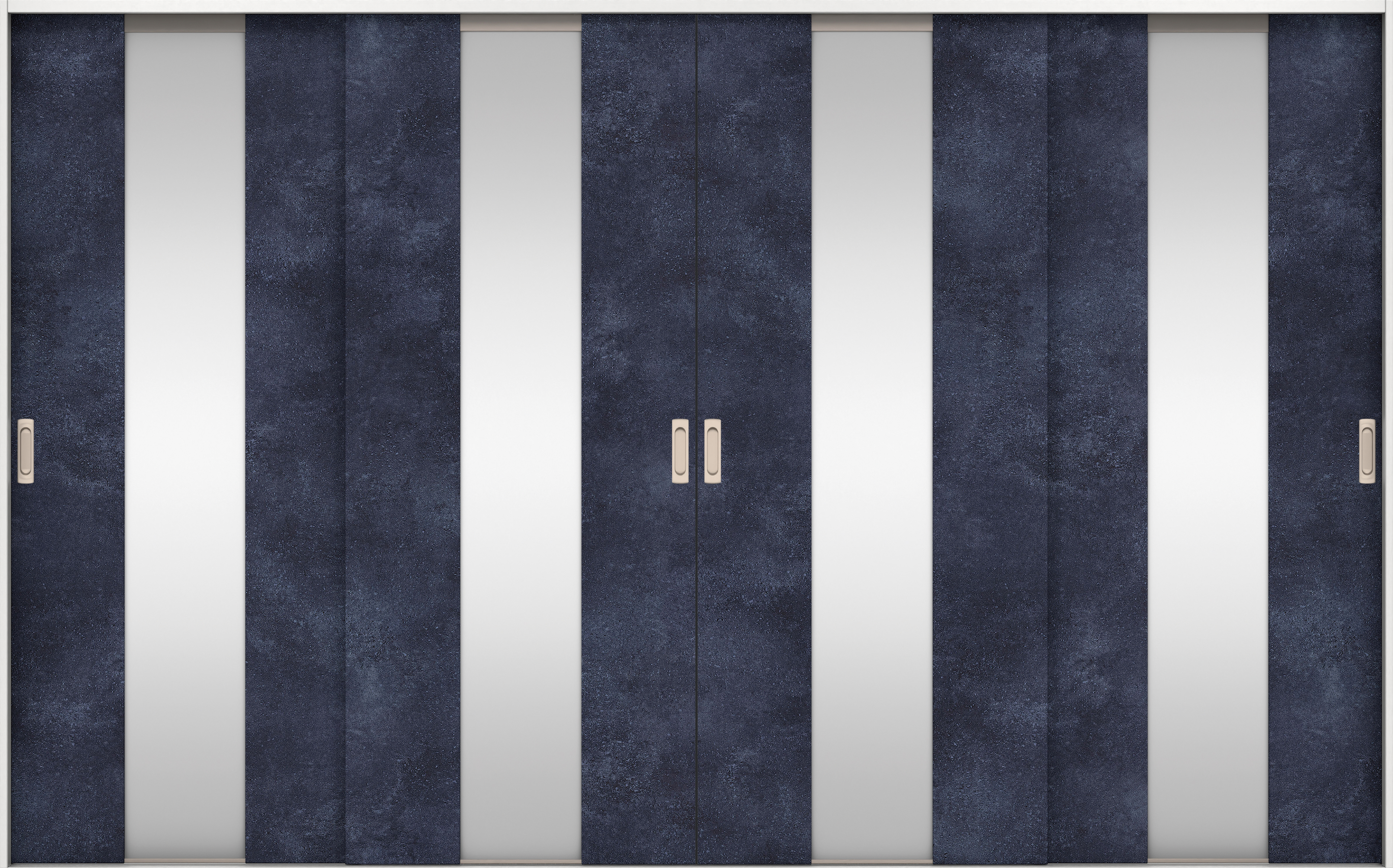 リビングドア　イエリア　引戸・４枚引違　扉セット　Ｇ５デザイン　３２６６幅用　２０００高　〈コバルトブルー柄〉　左右兼用　錠なし　ラクラクローズ付