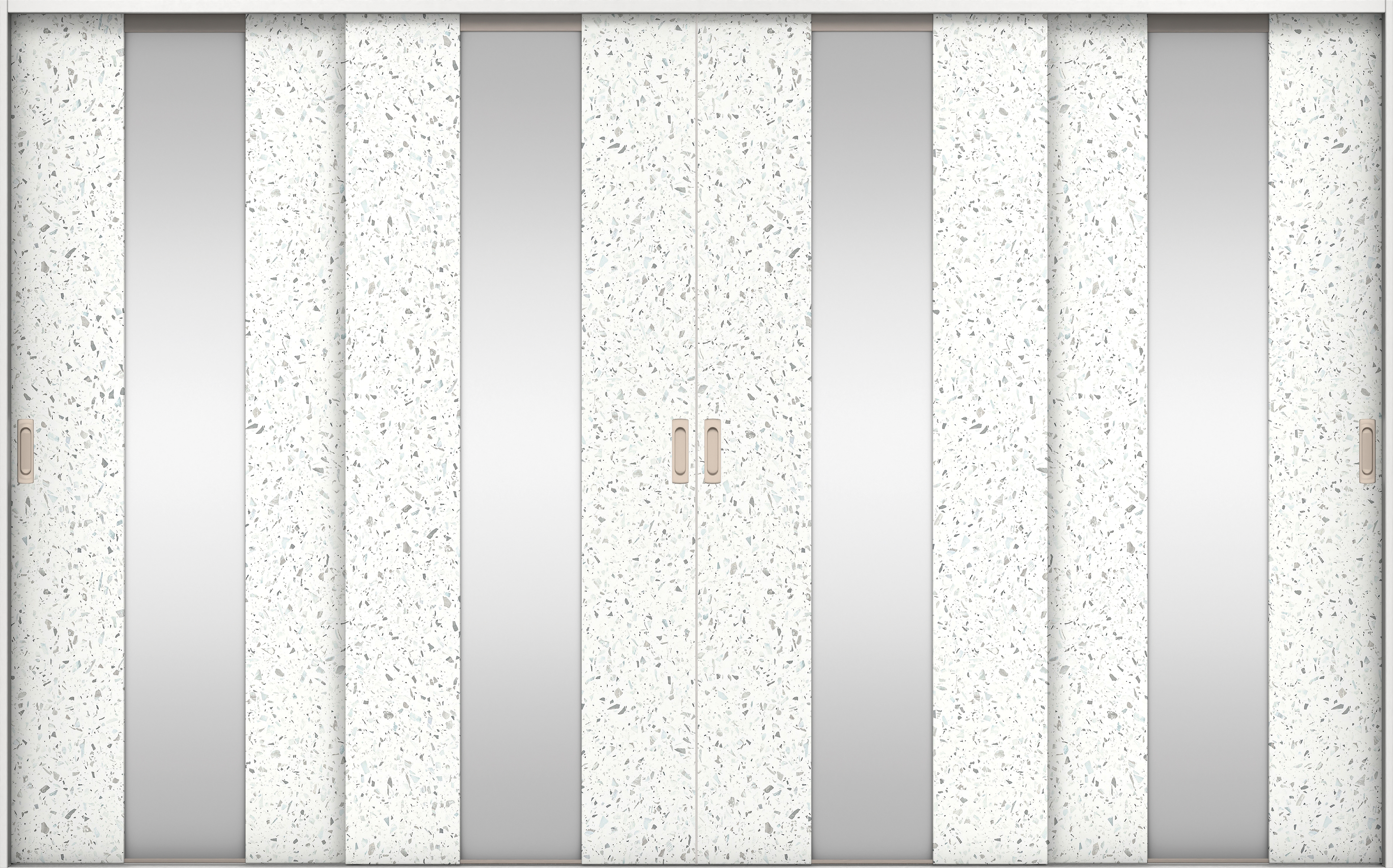 リビングドア　イエリア　引戸・４枚引違　扉セット　Ｇ５デザイン　３２６６幅用　２０００高　〈テラゾホワイト柄〉　左右兼用　錠なし　ラクラクローズ付